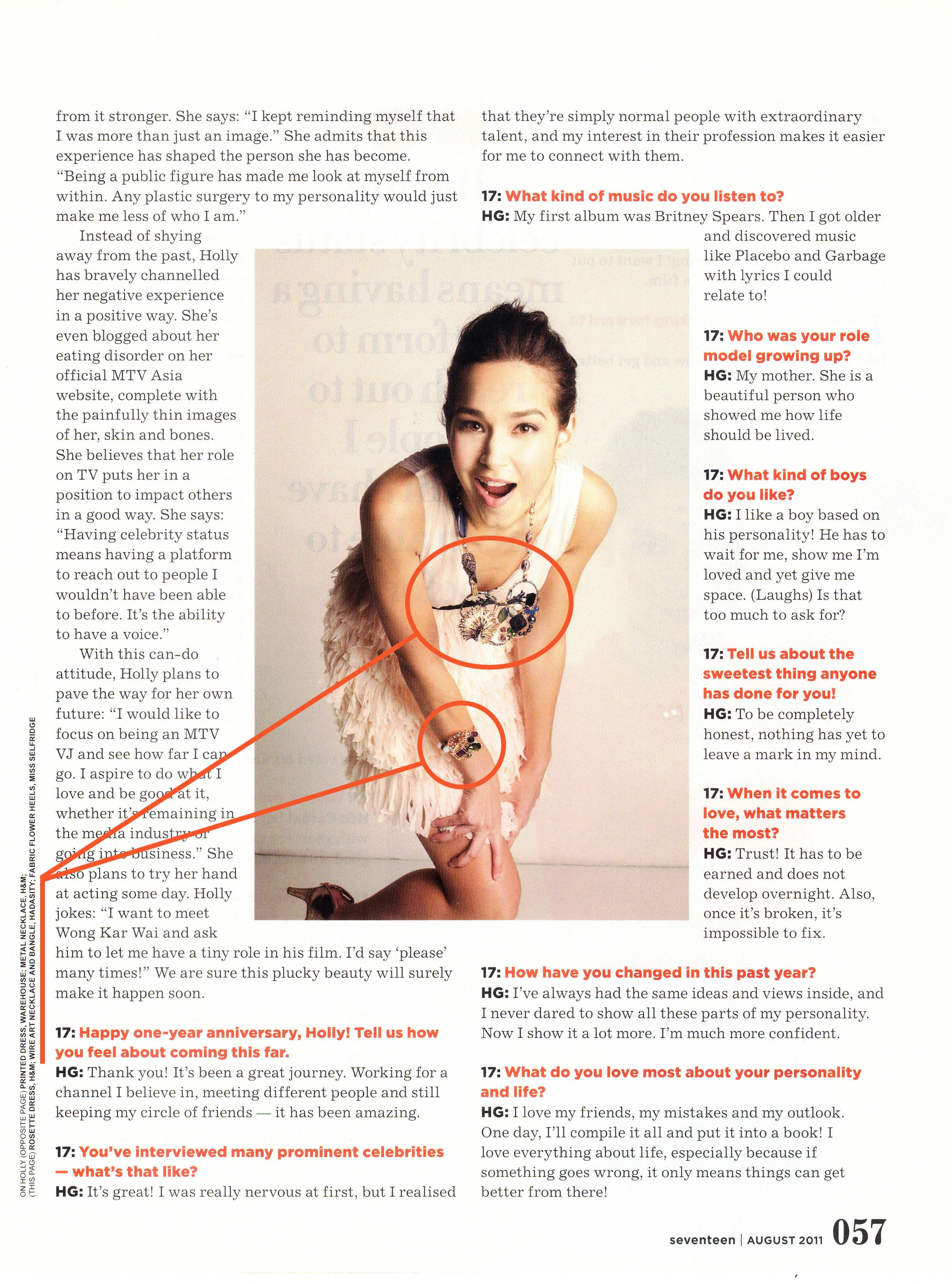 2011 August Hadasity wearable art wired jewellery necklaces featured on Seventeen Singapore magazine