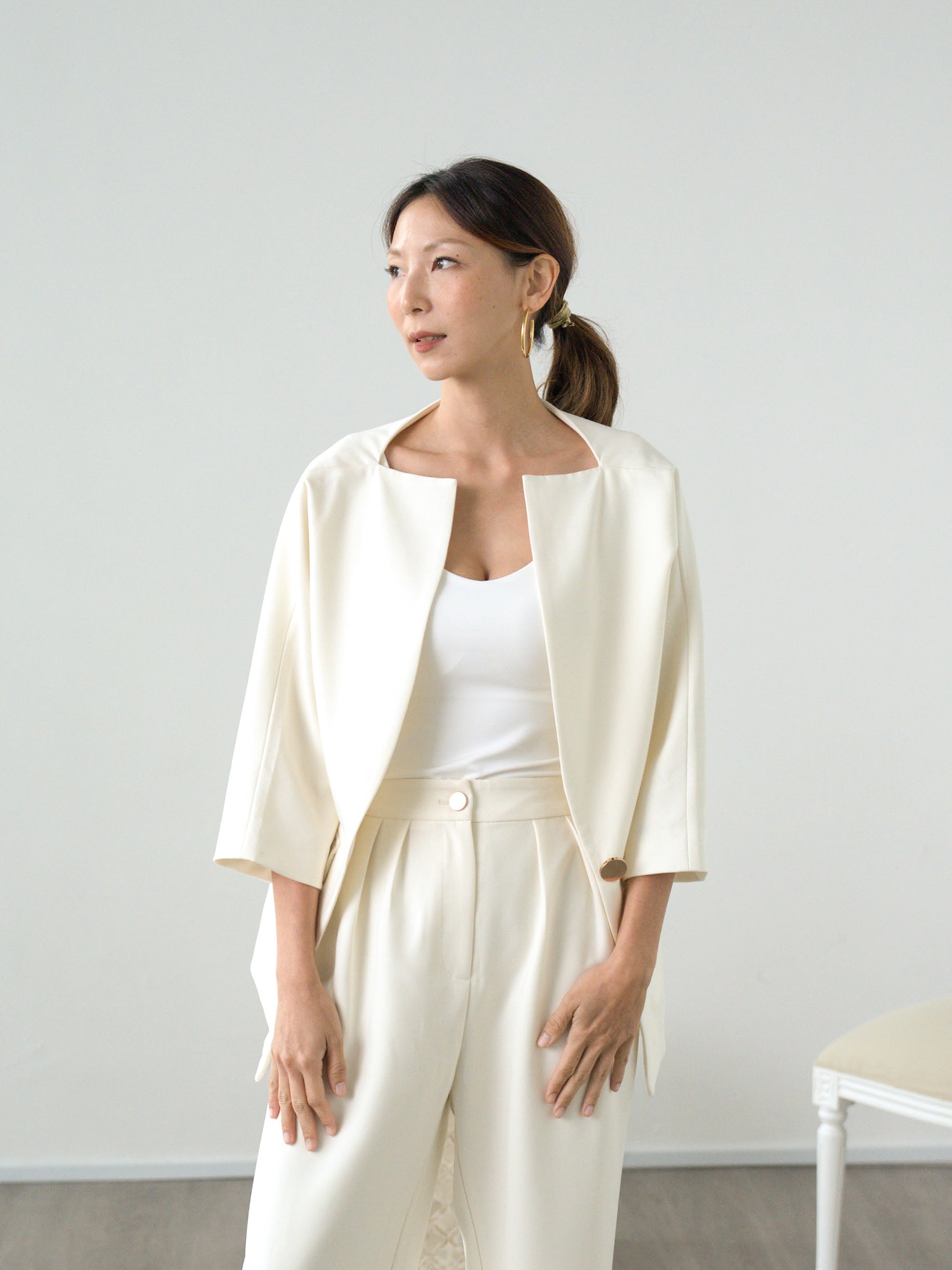 Suited Up | Ivory Kimono Blazer Jacket (Front Pockets)