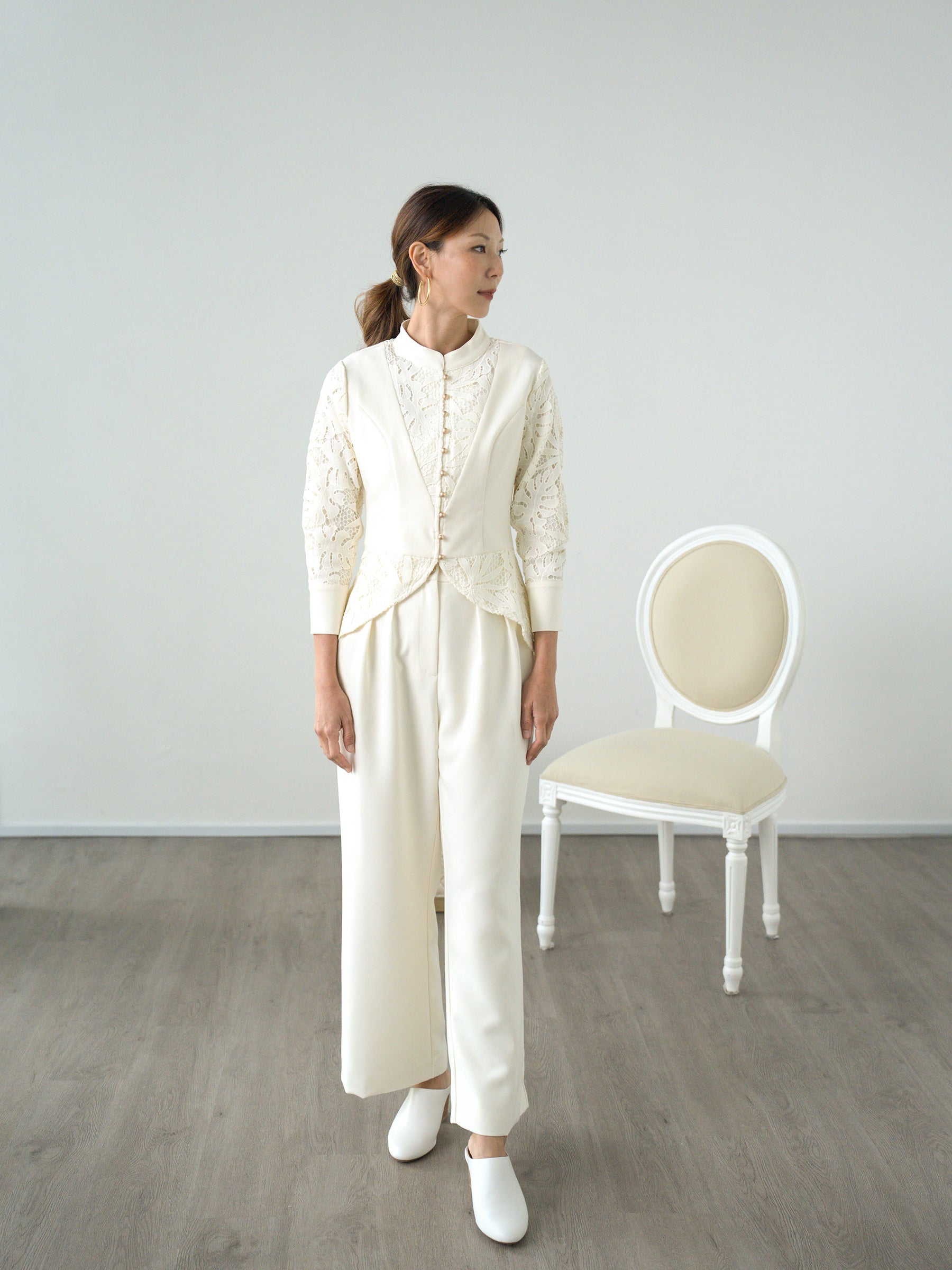 Little Details | Ivory Lace Detail Jacket