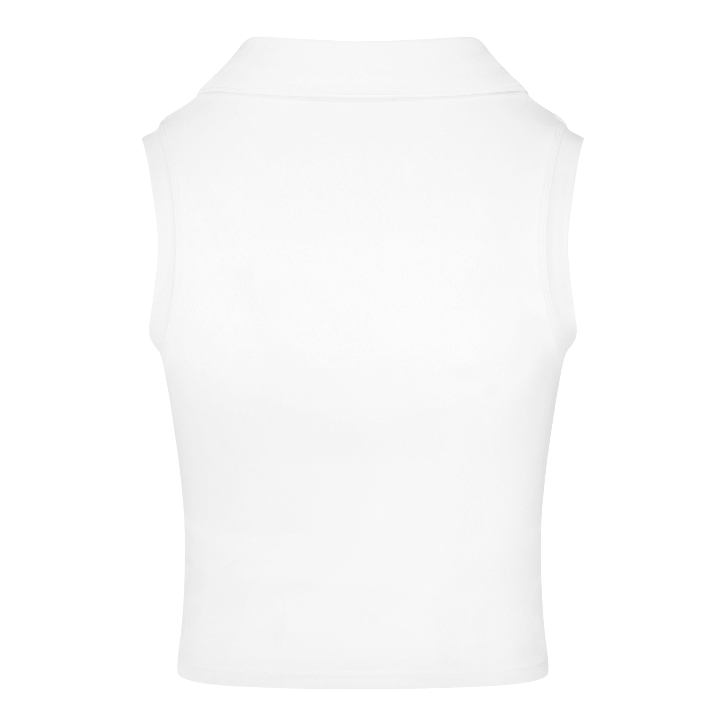 Women's collared activewear padded top in white colour