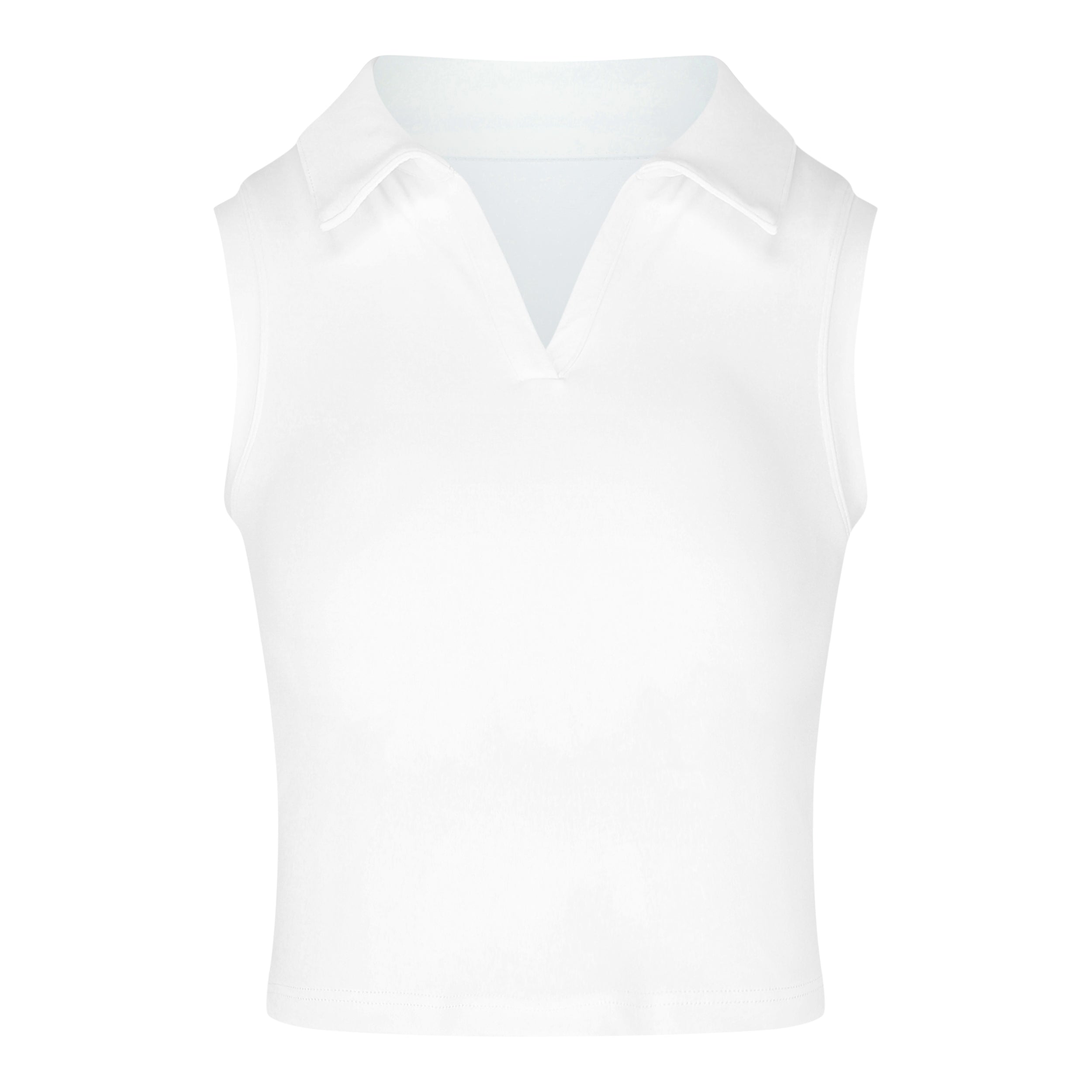 Women's collared activewear padded top in white colour