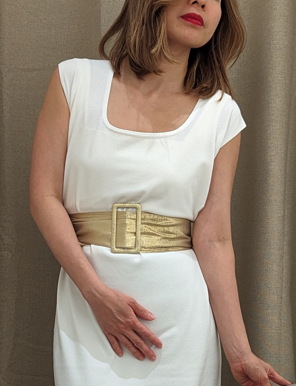 Women's multi-way gold sash belt