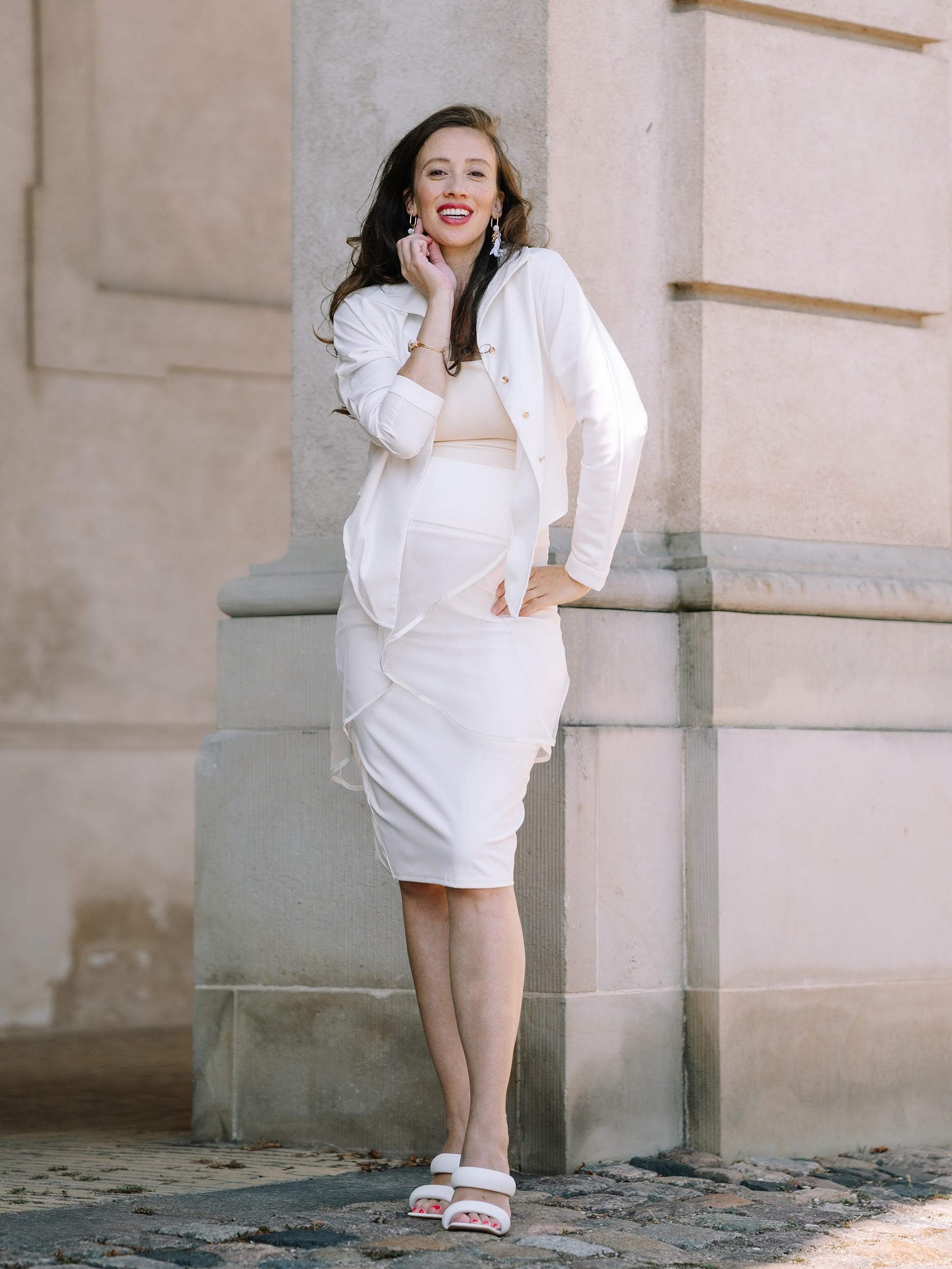 Women's white multiway midi skirt