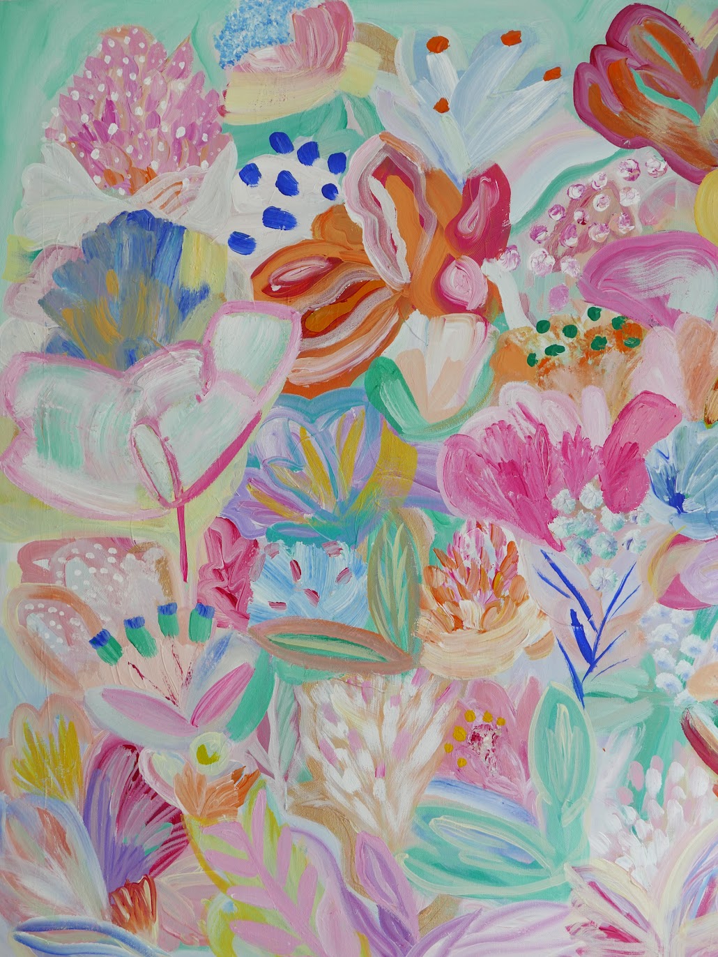 Abstract acrylic original art painting on canvas titled 'Wonderfully Made' by Singaporean artist Hadassah Lau on sale at Hadasity, in Tanglin Mall, Singapore.