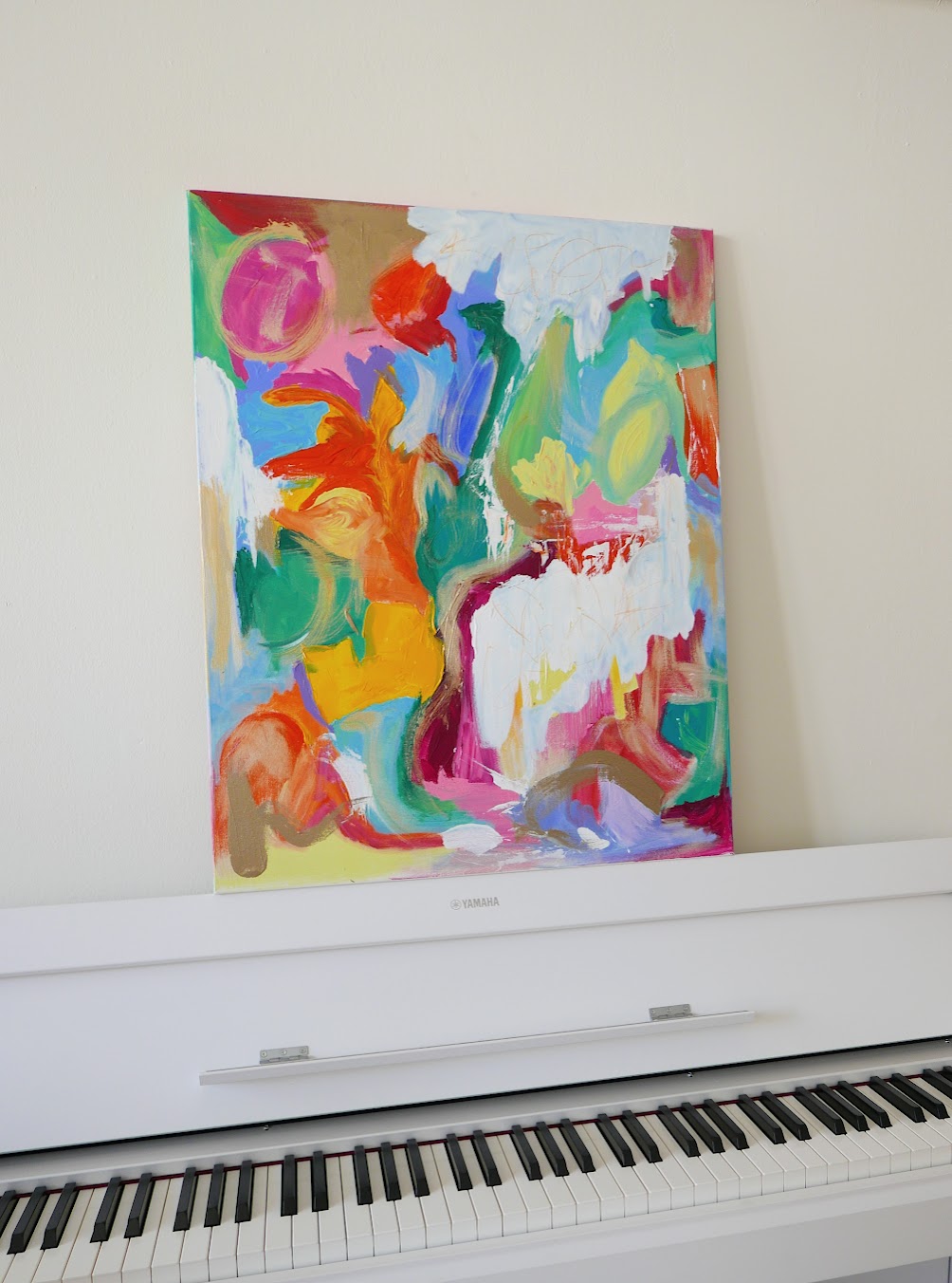 Abstract acrylic original art painting on canvas by Singaporean artist Hadassah Lau on sale at Tanglin Mall Singapore Hadasity