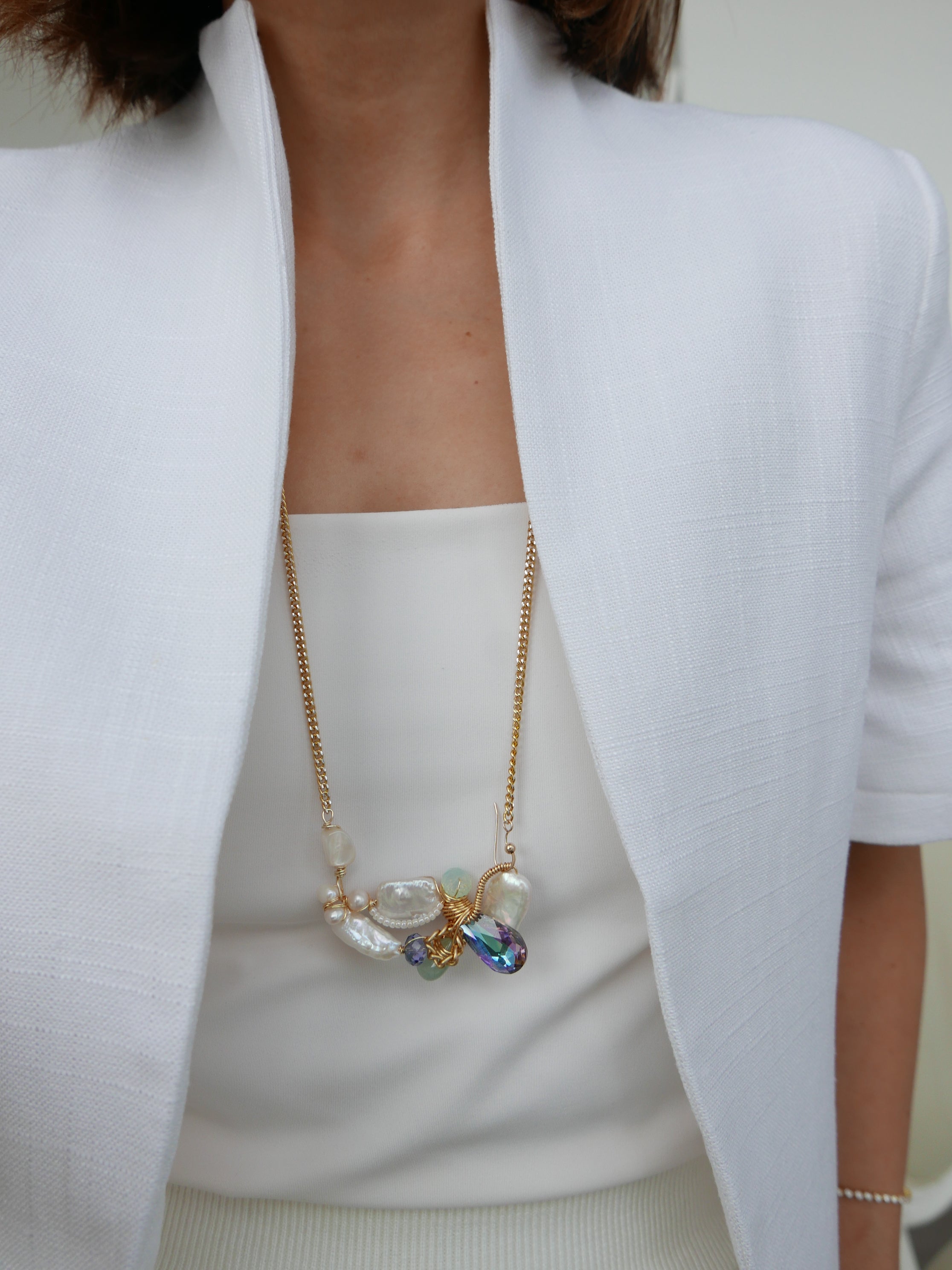 Wired For Grace | Aurora Swarovski Pearls Necklace