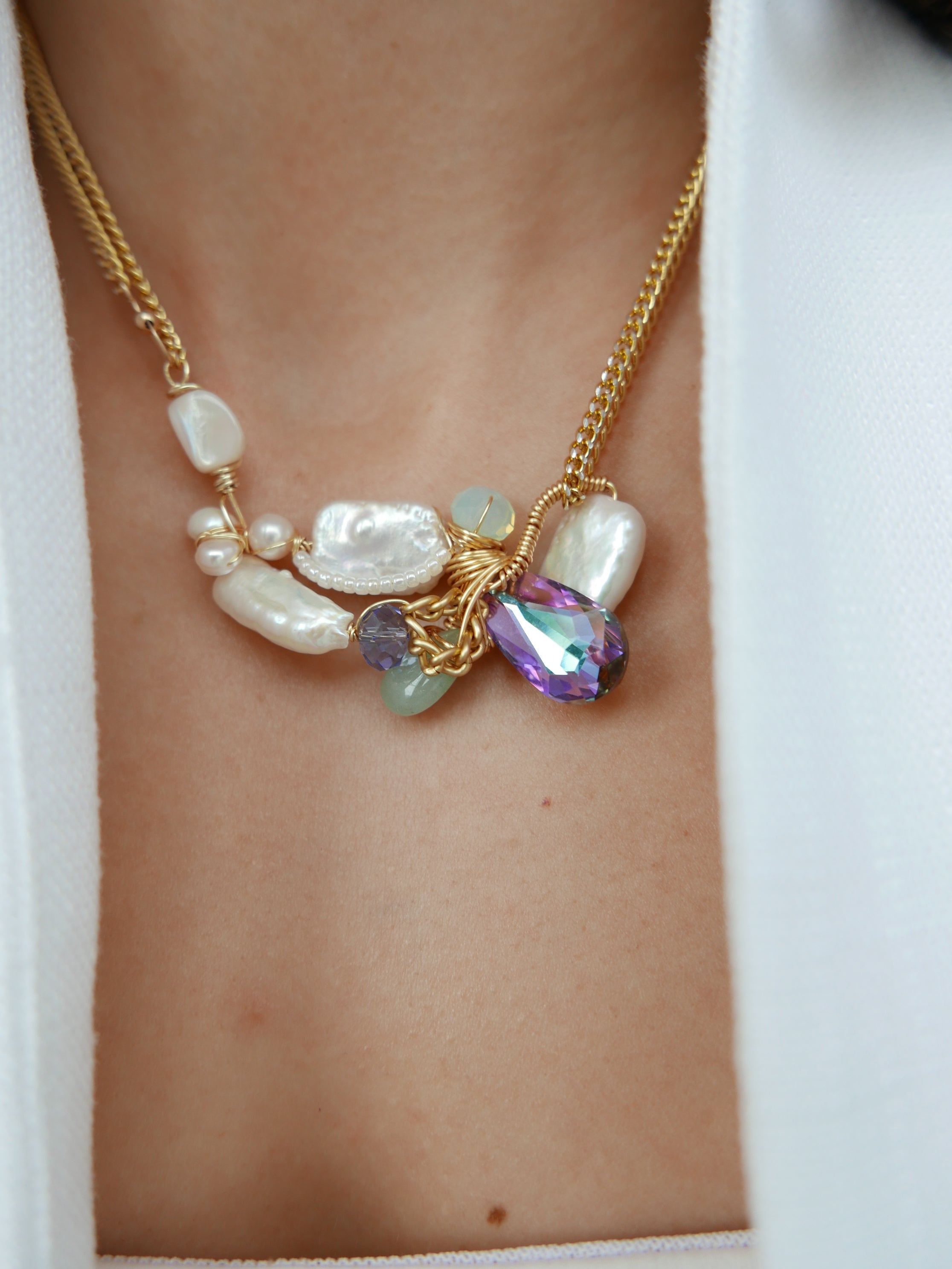 Wired For Grace | Aurora Swarovski Pearls Necklace