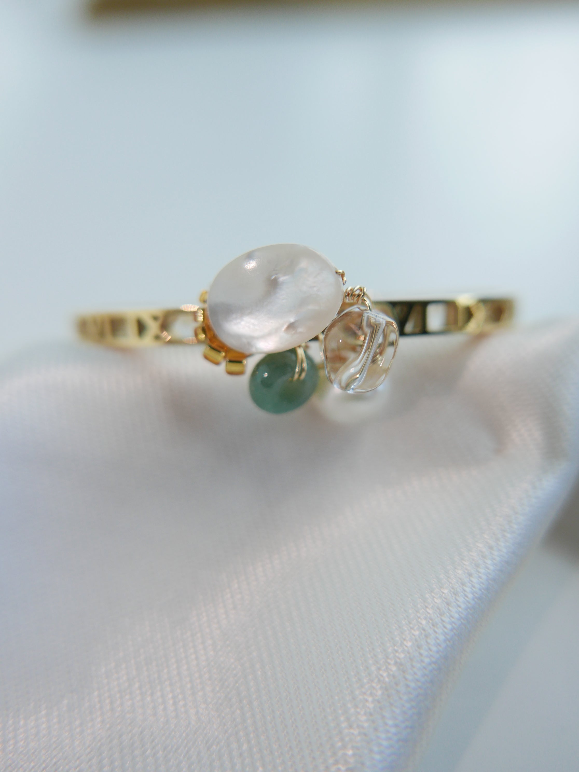 Wired For Light | Green Swarovski Pearl Bangle