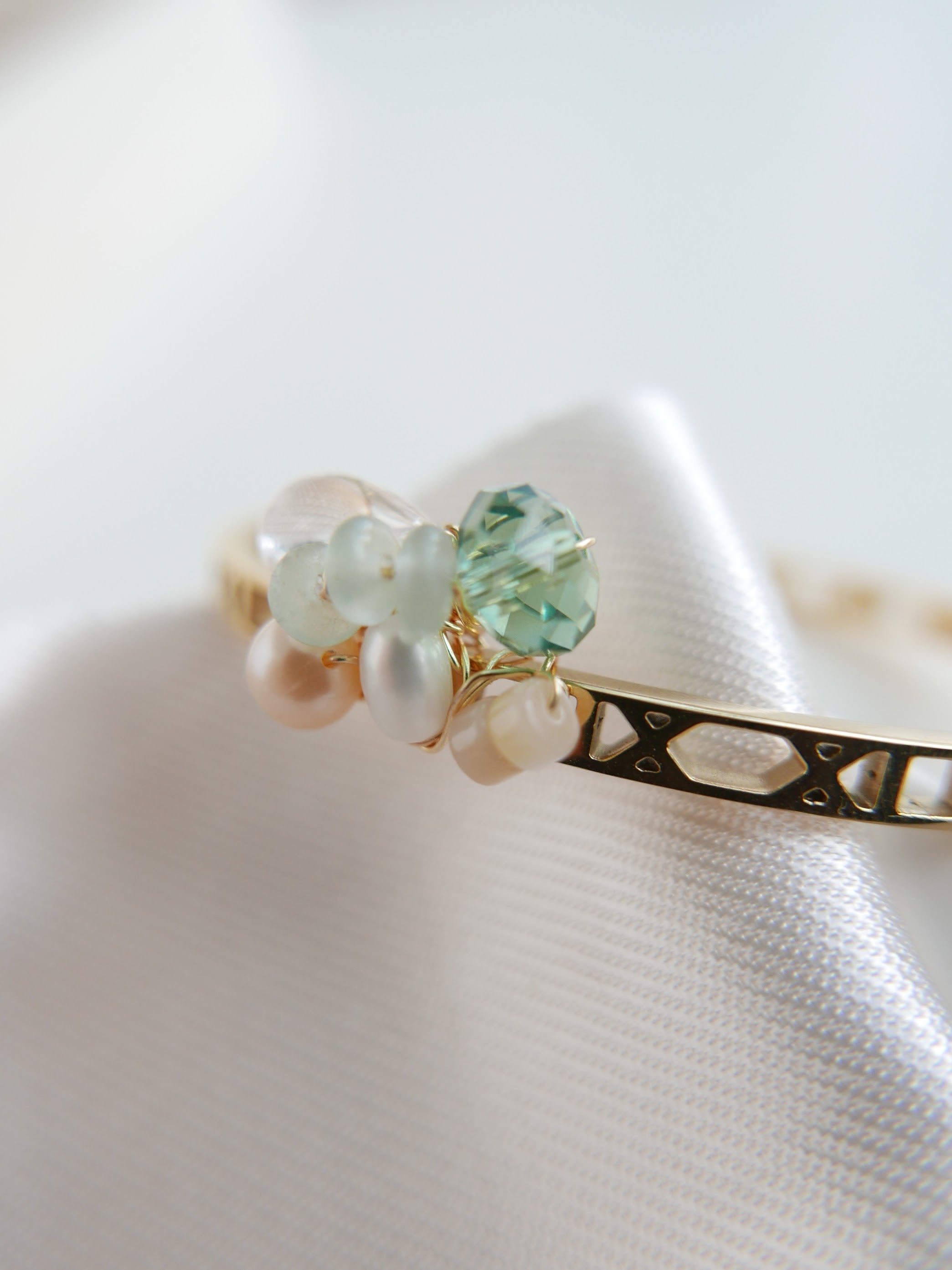 Wired For Light | Green Swarovski Pearl Bangle