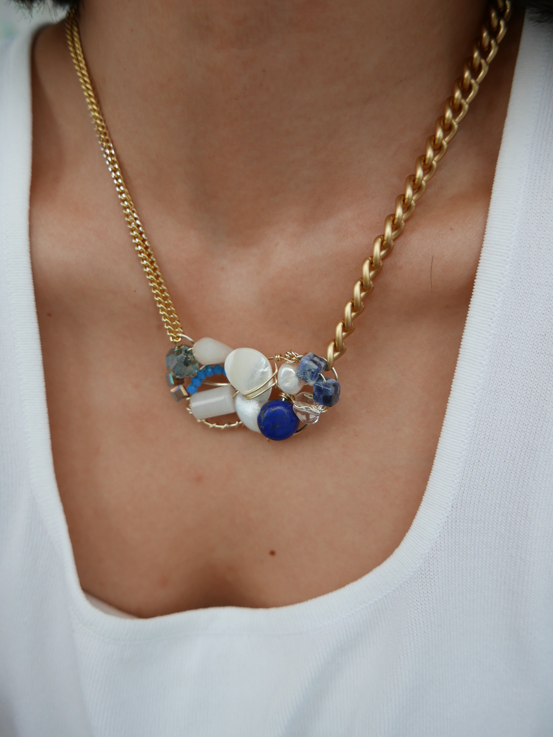 Wired For Grace | Lapis Moonstone Necklace