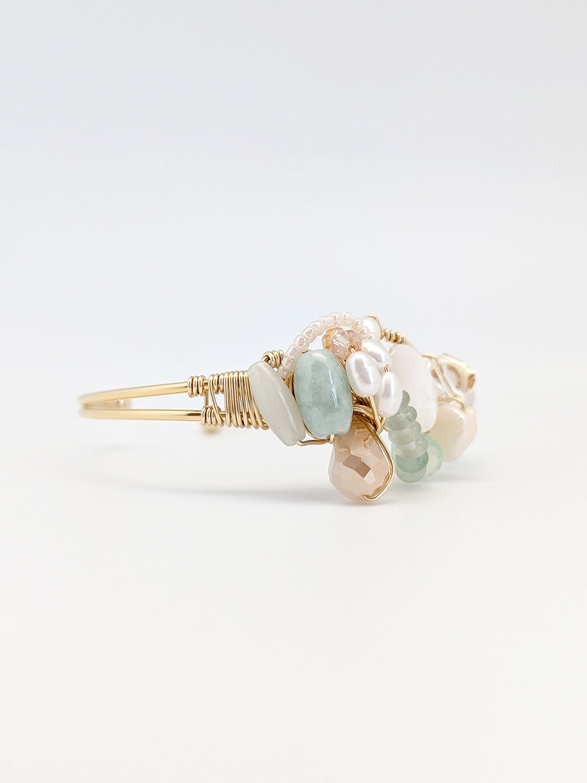 Surrendered | Jade Pearl Art Cuff Bangle - One Of A Kind