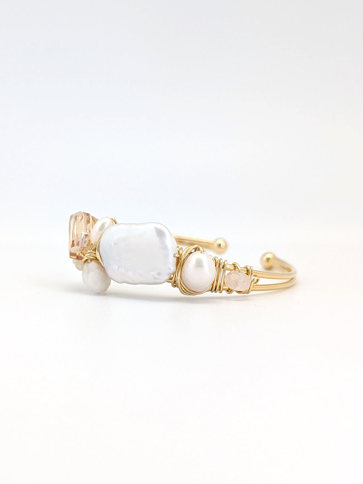 Renew | Pearls Swarovski Art Cuff Bangle - One Of A Kind