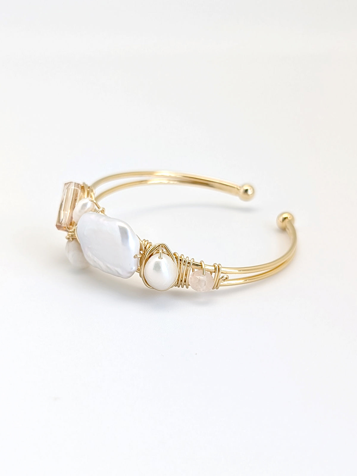 Renew | Pearls Swarovski Art Cuff Bangle - One Of A Kind