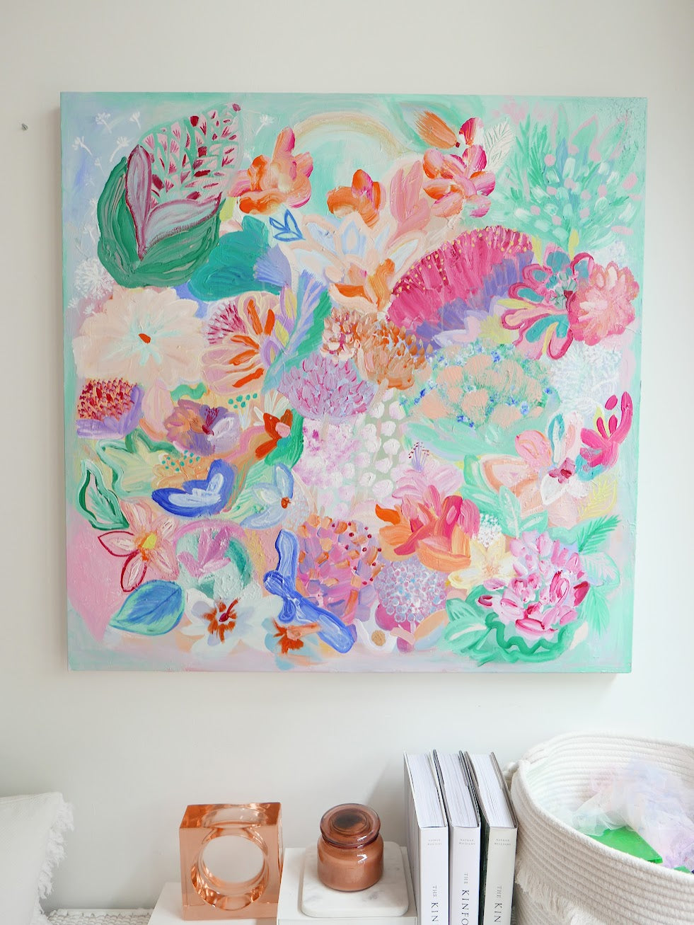 Canvas oil painting by Hadassah Lau at Hadasity at Tanglin Mall Singapore.