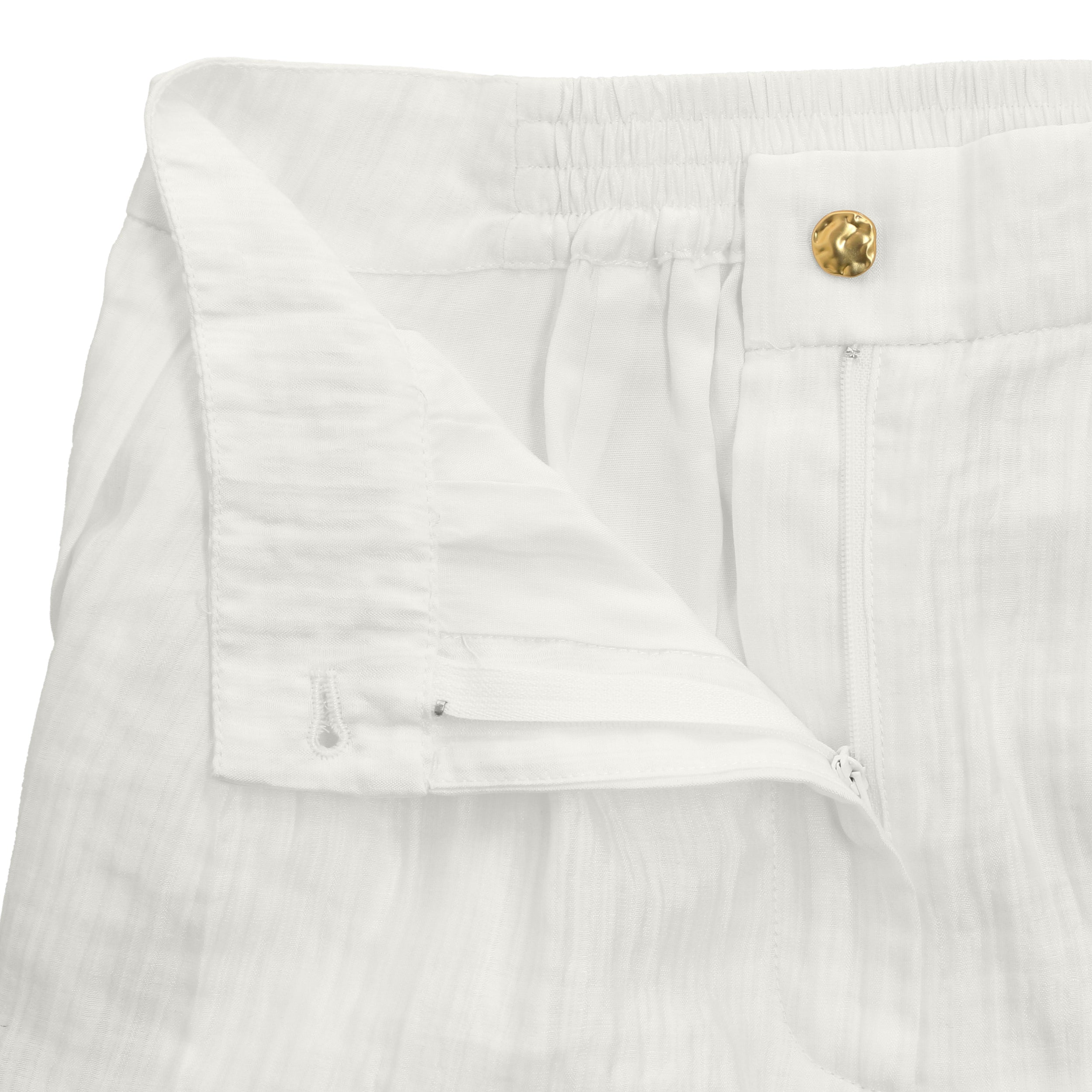 Women's high-waisted wide-leg straight cut white pants