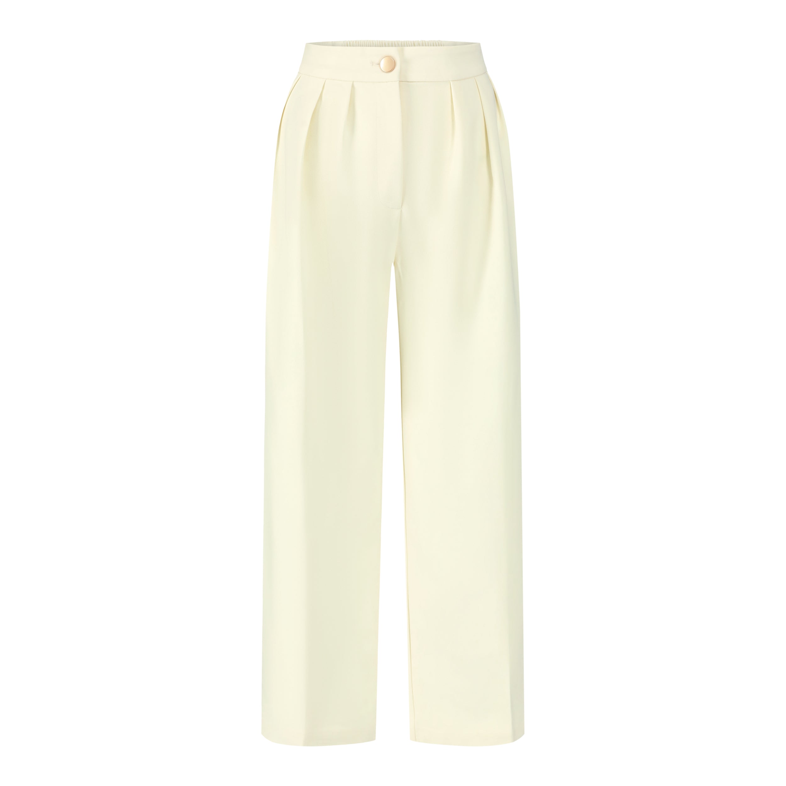 Women's ivory high-waisted relaxed fit pants