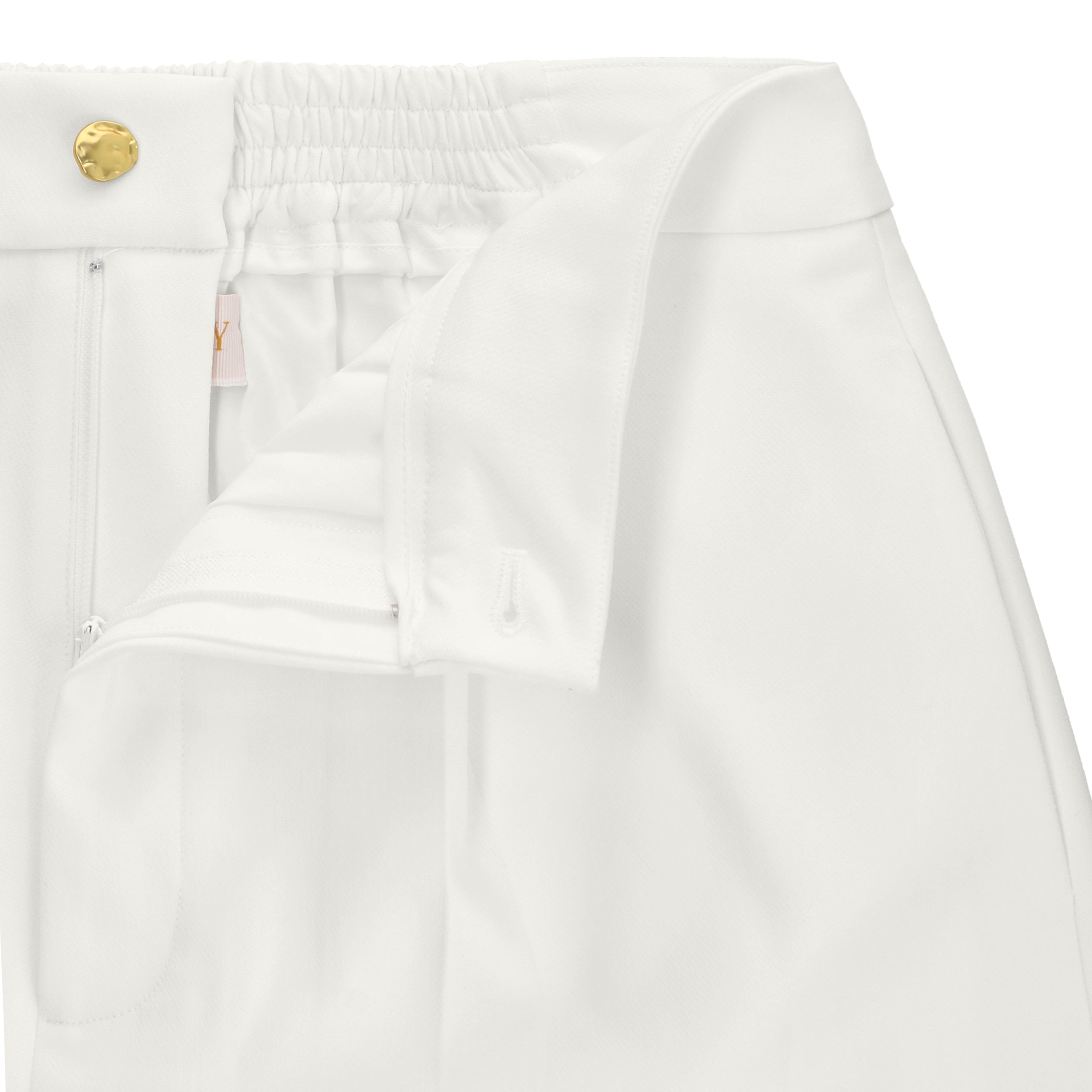 Women's smart tailored high-waisted knee-length white shorts