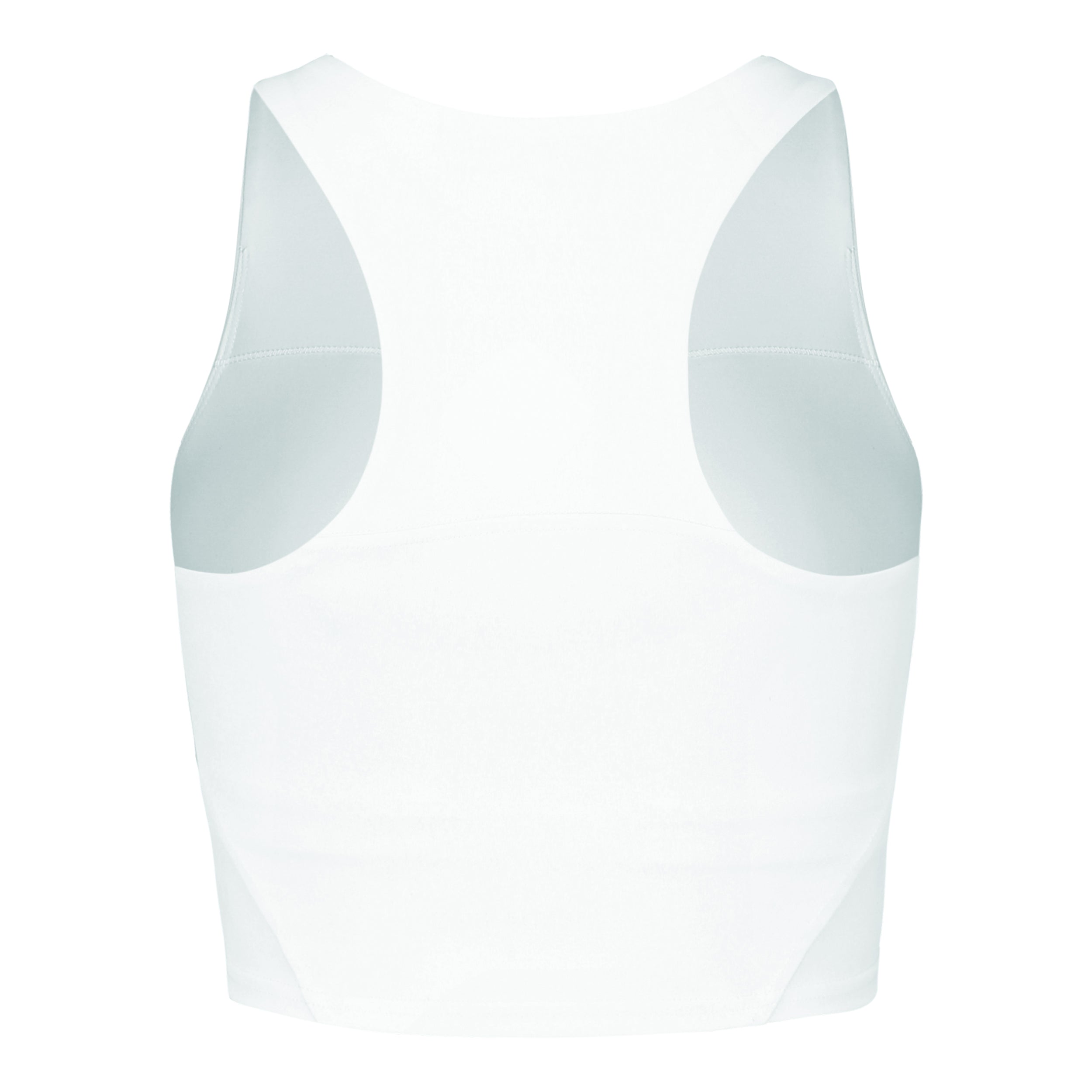 Women's U-shaped neckline activewear padded top in white colour