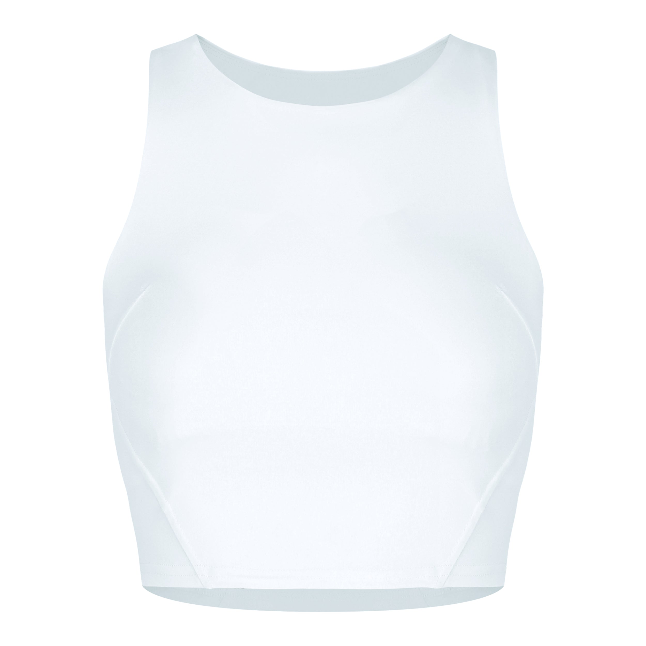 Women's U-shaped neckline activewear padded top in white colour