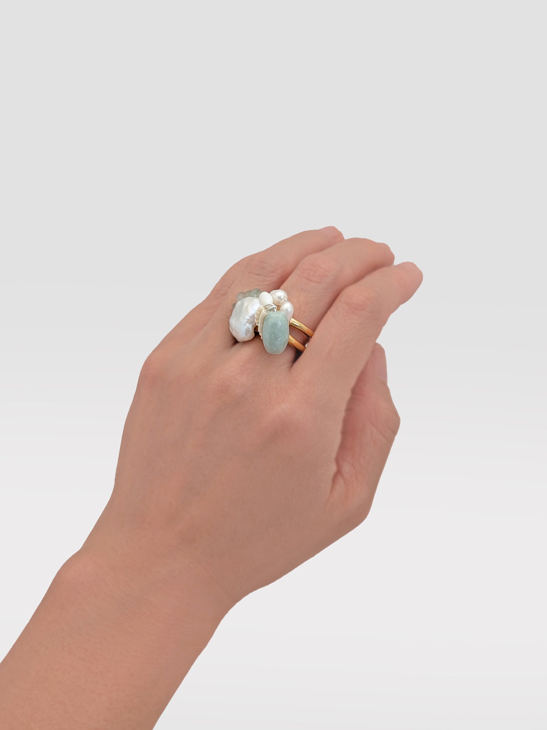 US Size 6 - Surrender | Pearl Jade Art Ring - One Of A Kind