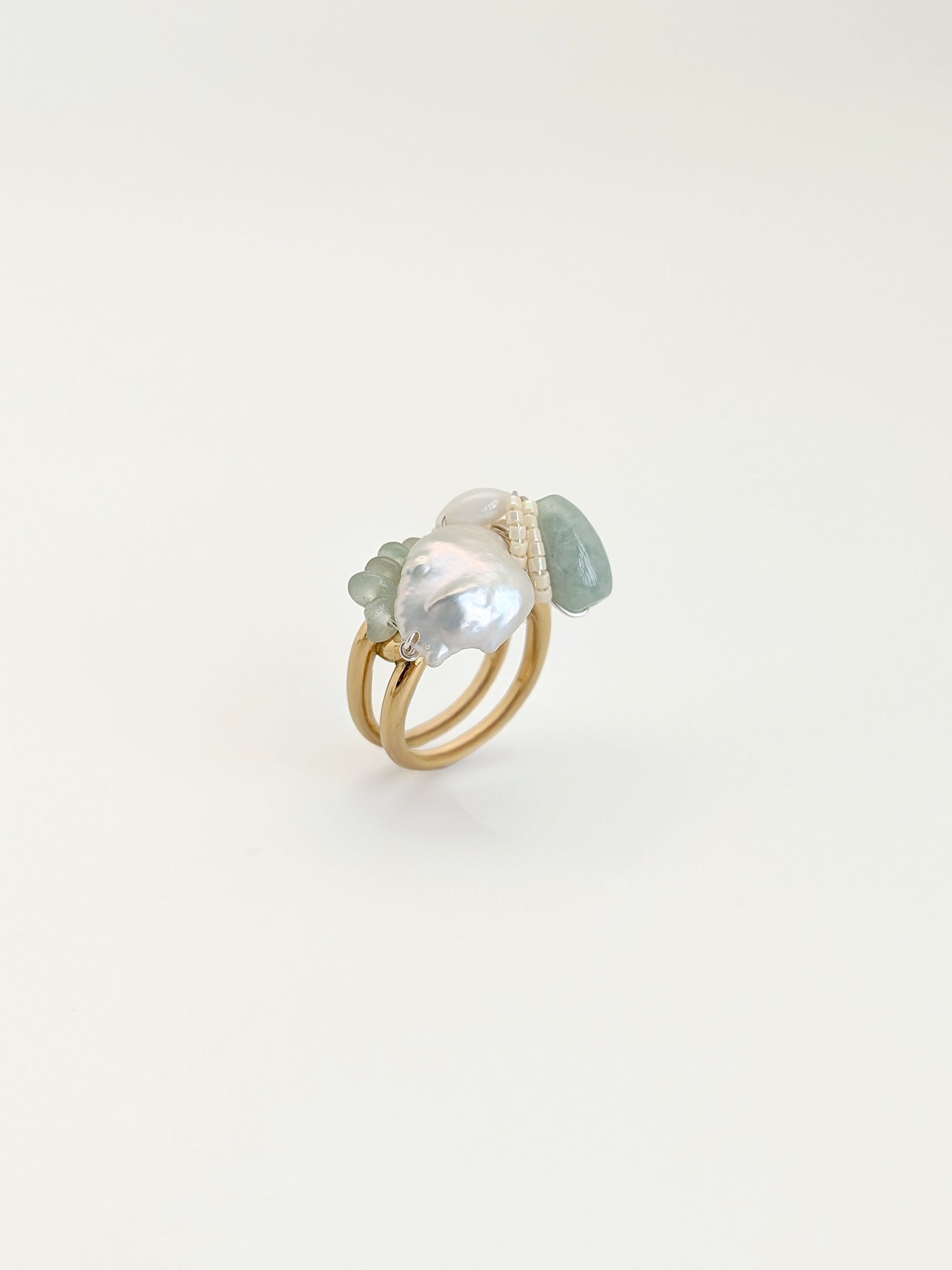 US Size 6 - Faith | Pearl Jade Art Ring - One Of A Kind