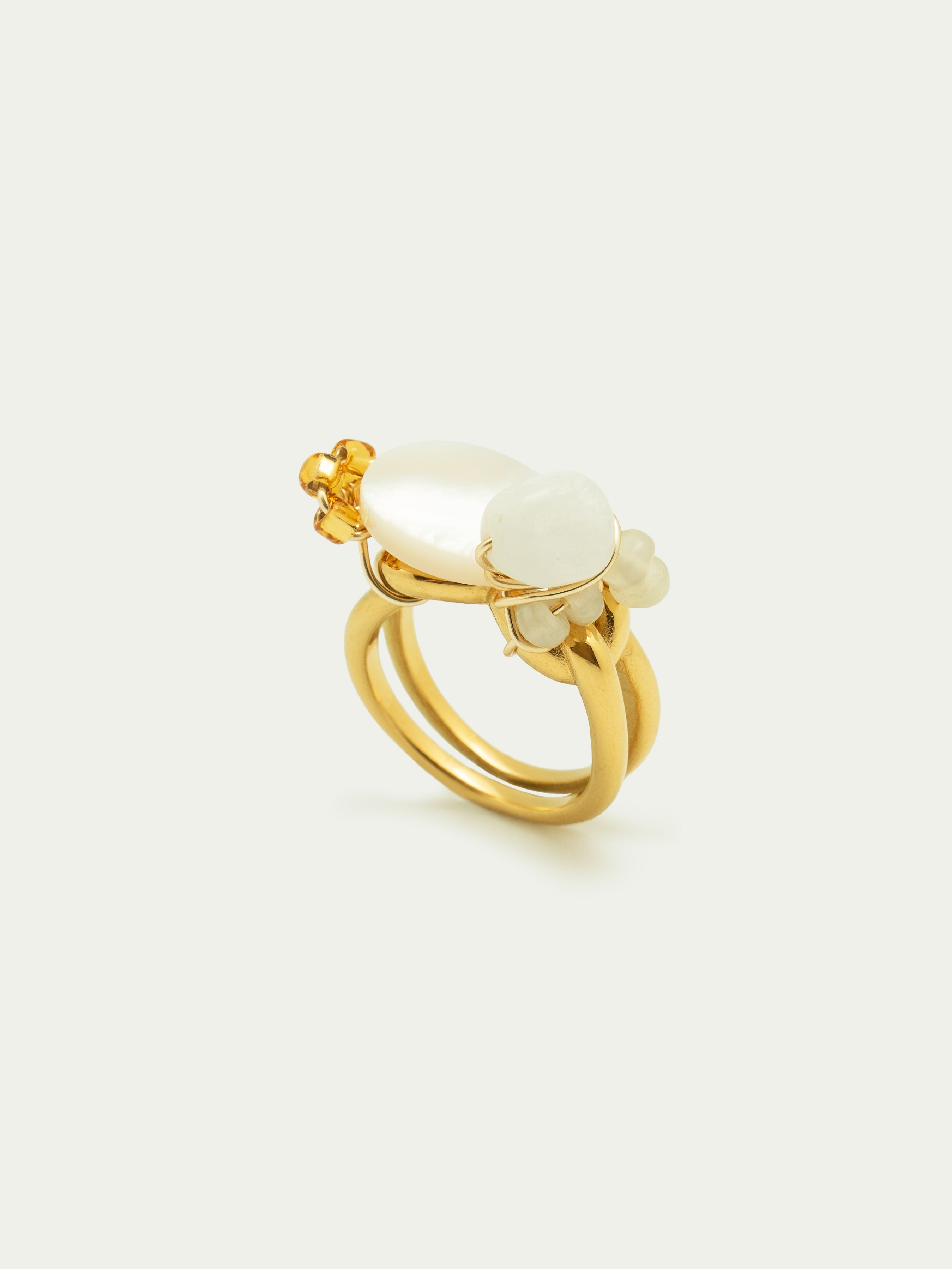 Freedom | Oval Shell And Agate Art Ring - One Of A Kind