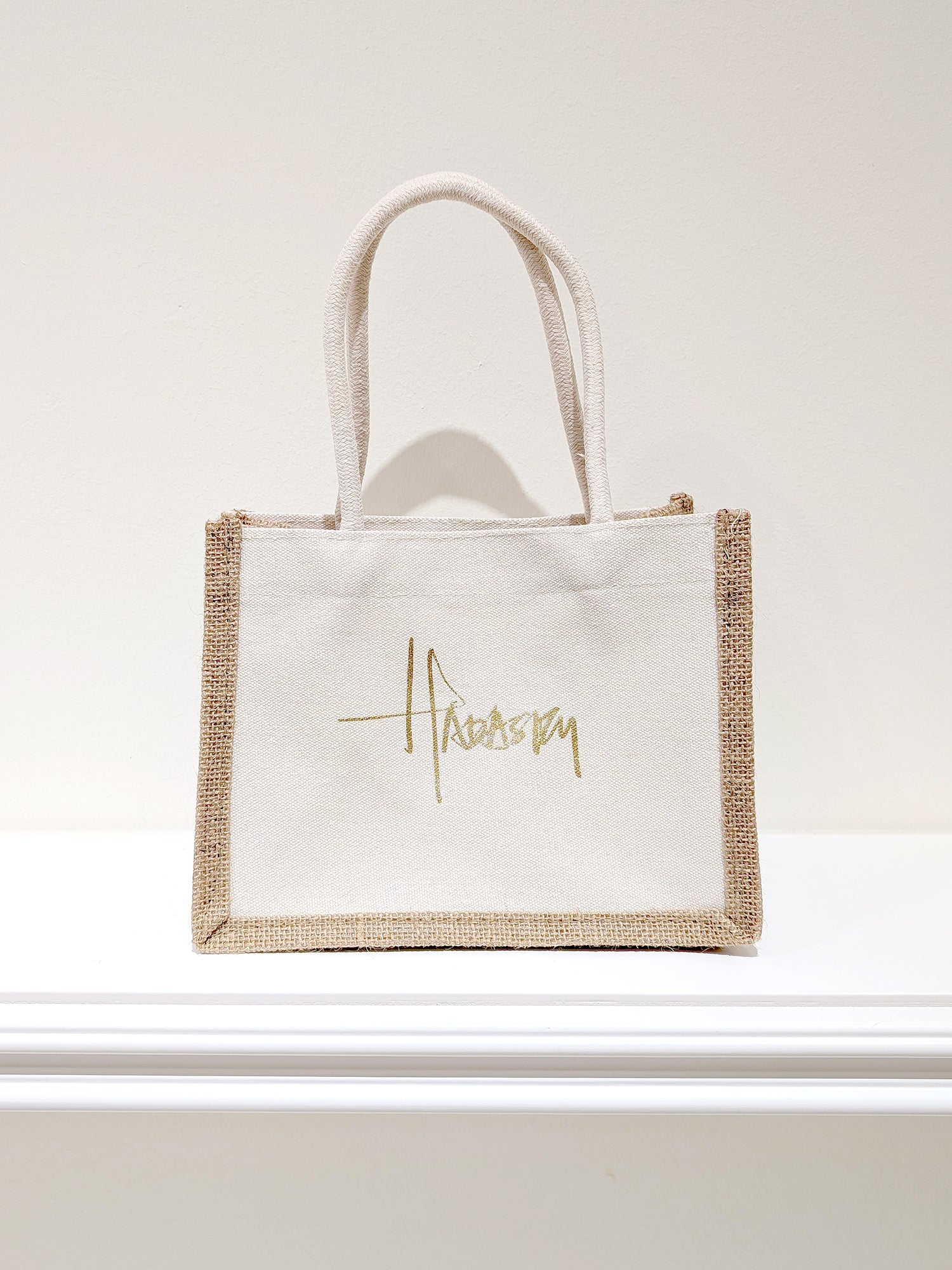 Small | Hadasity Canvas Jute Tote Bag