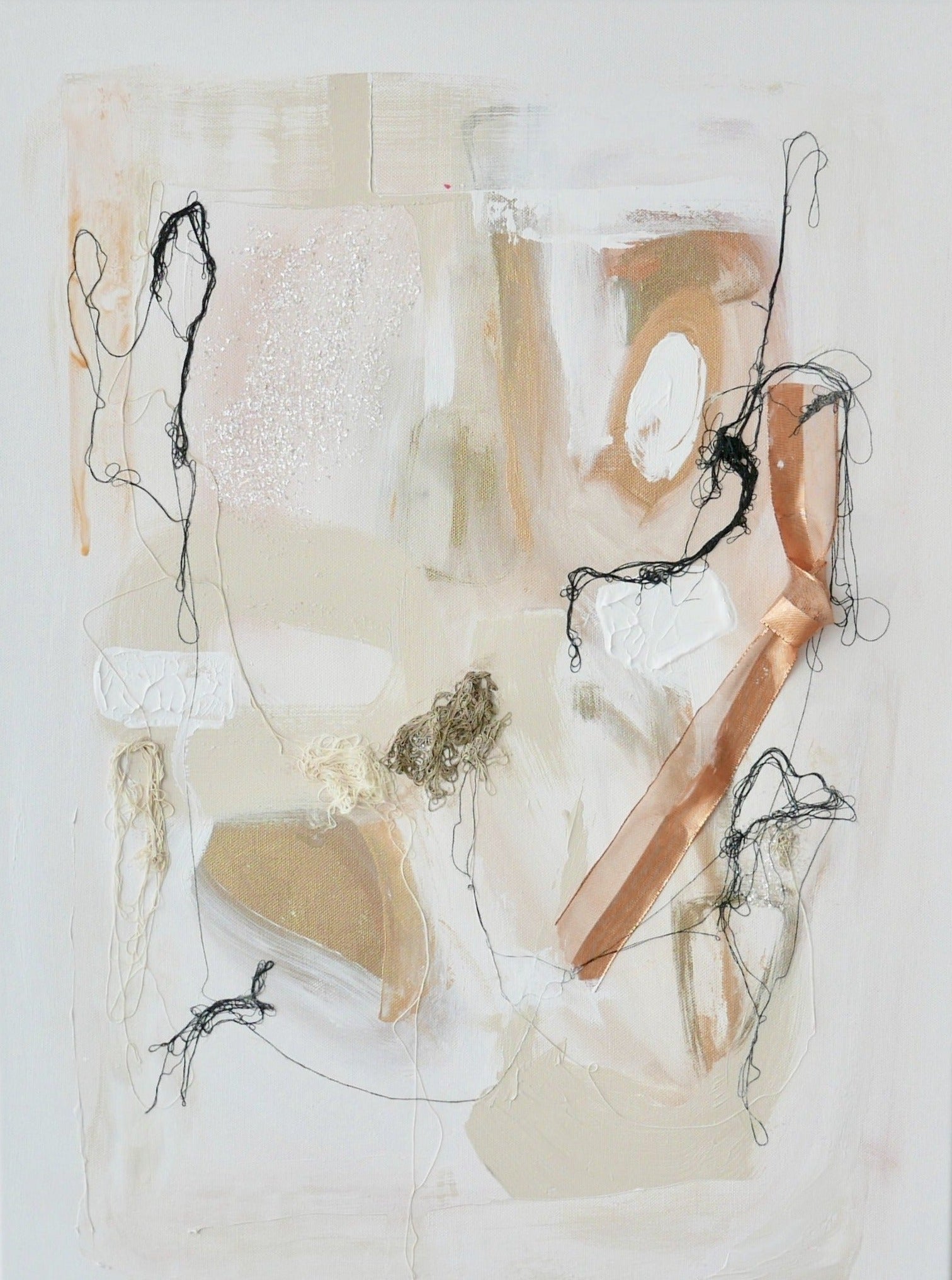 Abstract mixed media original art on canvas titled 'Freely And Lightly II' by Singaporean artist Hadassah Lau on sale at Hadasity, in Tanglin Mall, Singapore.