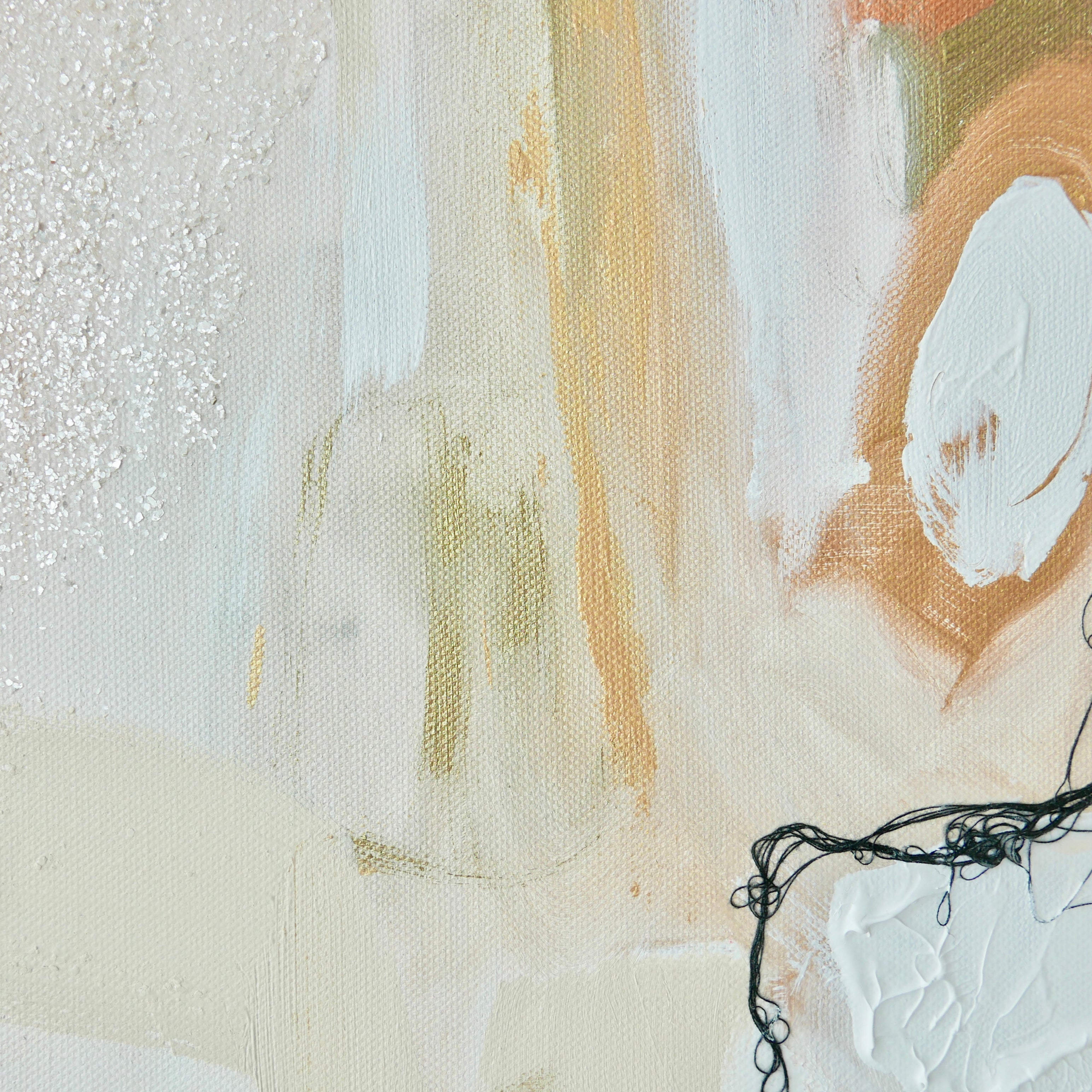 Abstract mixed media original art on canvas titled 'Freely And Lightly II' by Singaporean artist Hadassah Lau on sale at Hadasity, in Tanglin Mall, Singapore.