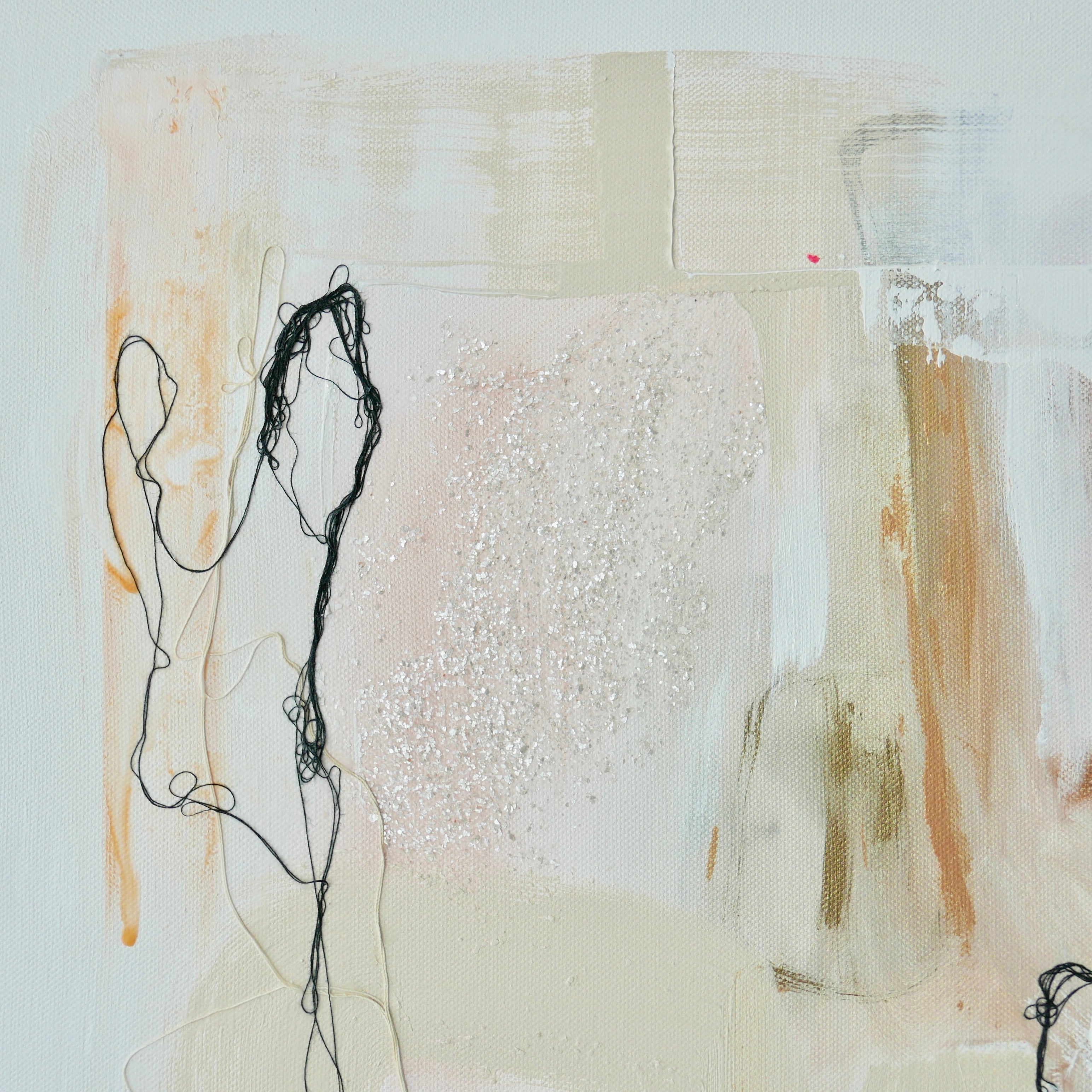 Abstract mixed media original art on canvas titled 'Freely And Lightly II' by Singaporean artist Hadassah Lau on sale at Hadasity, in Tanglin Mall, Singapore.