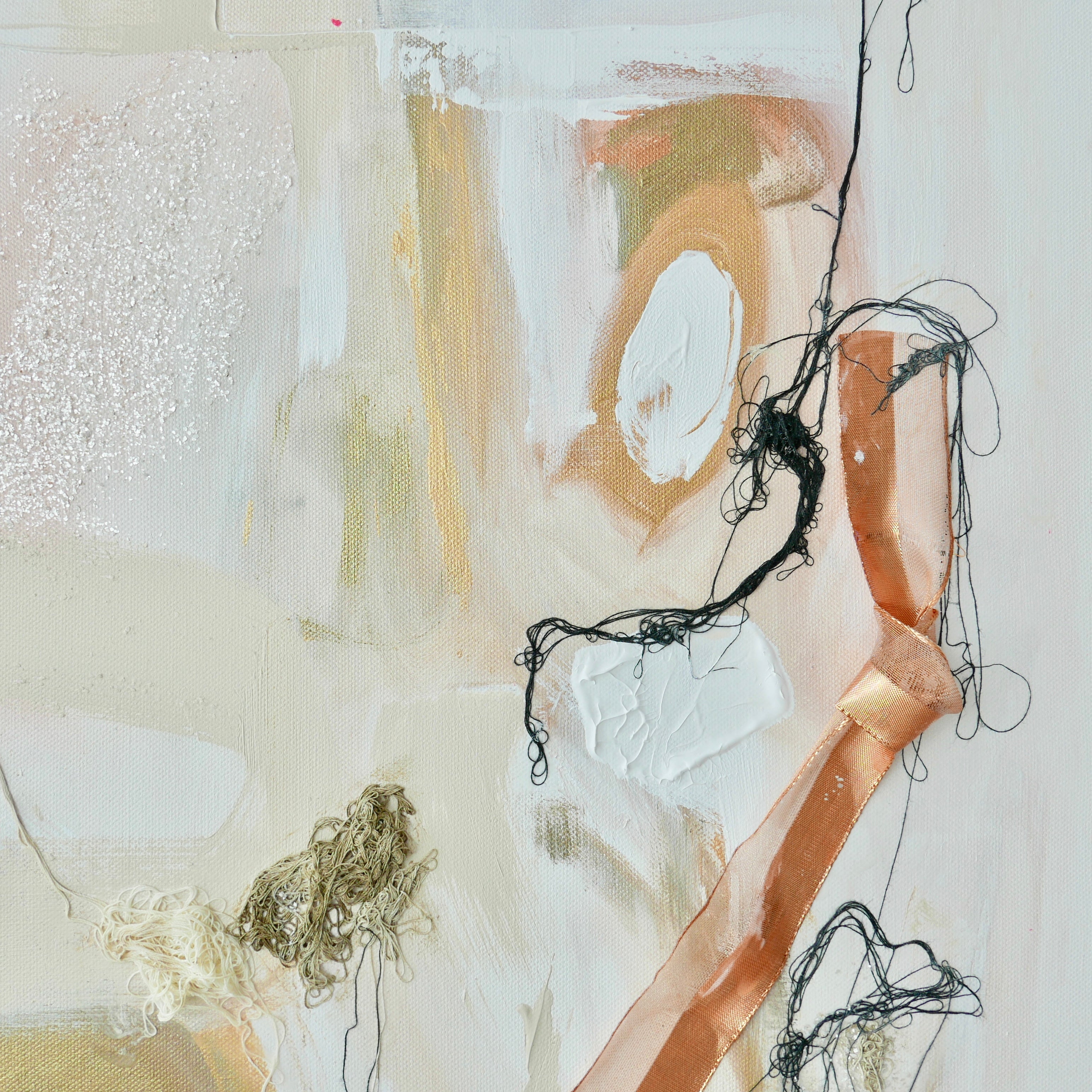 Abstract mixed media original art on canvas titled 'Freely And Lightly II' by Singaporean artist Hadassah Lau on sale at Hadasity, in Tanglin Mall, Singapore.