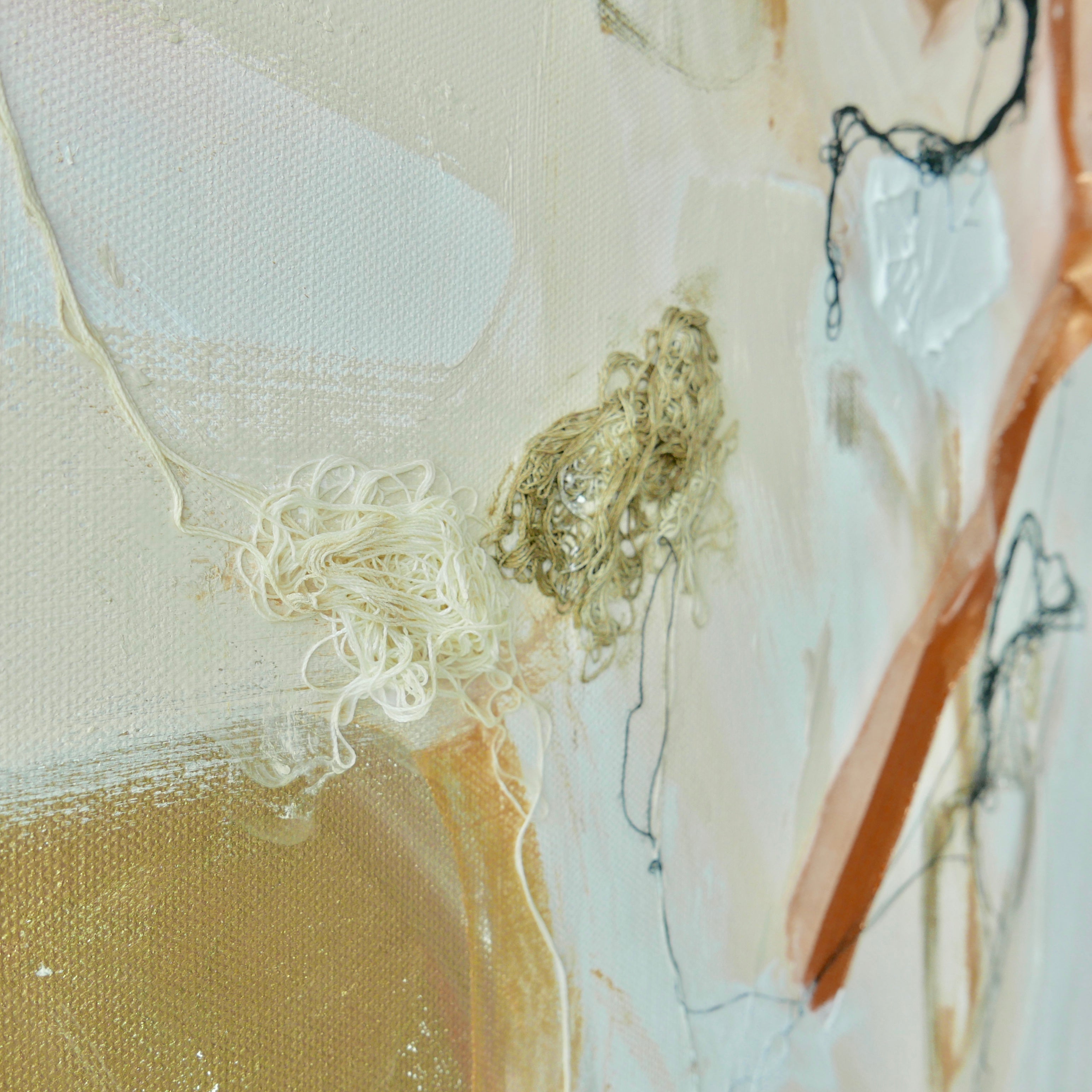 Abstract mixed media original art on canvas titled 'Freely And Lightly II' by Singaporean artist Hadassah Lau on sale at Hadasity, in Tanglin Mall, Singapore.