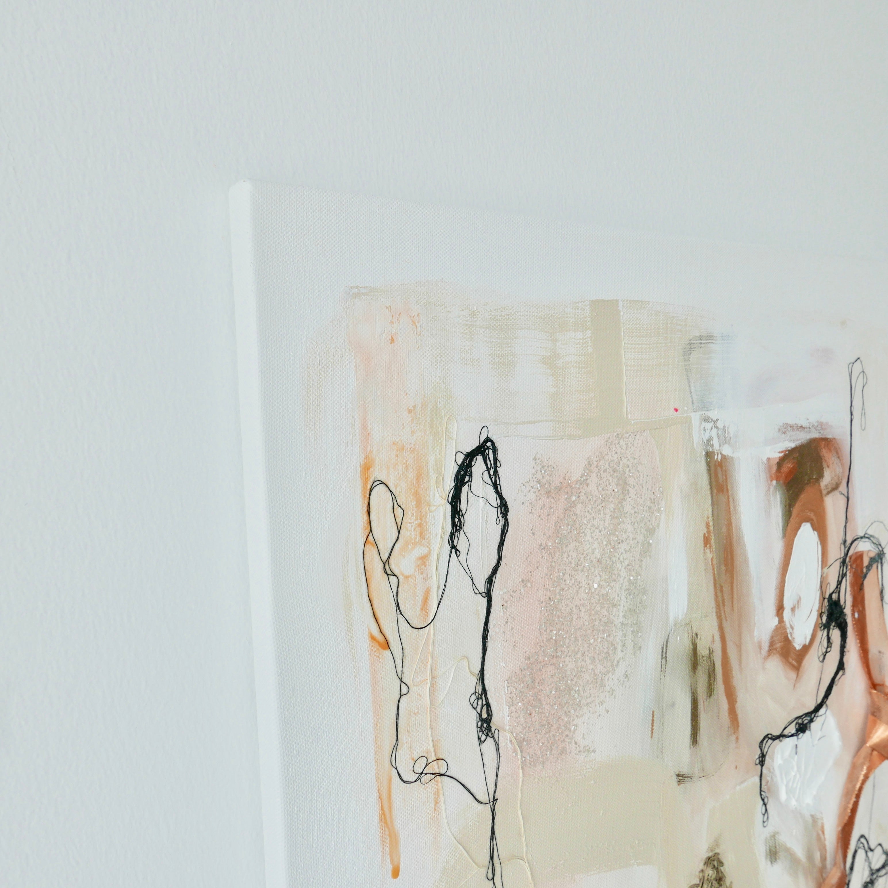 Abstract mixed media original art on canvas titled 'Freely And Lightly II' by Singaporean artist Hadassah Lau on sale at Hadasity, in Tanglin Mall, Singapore.