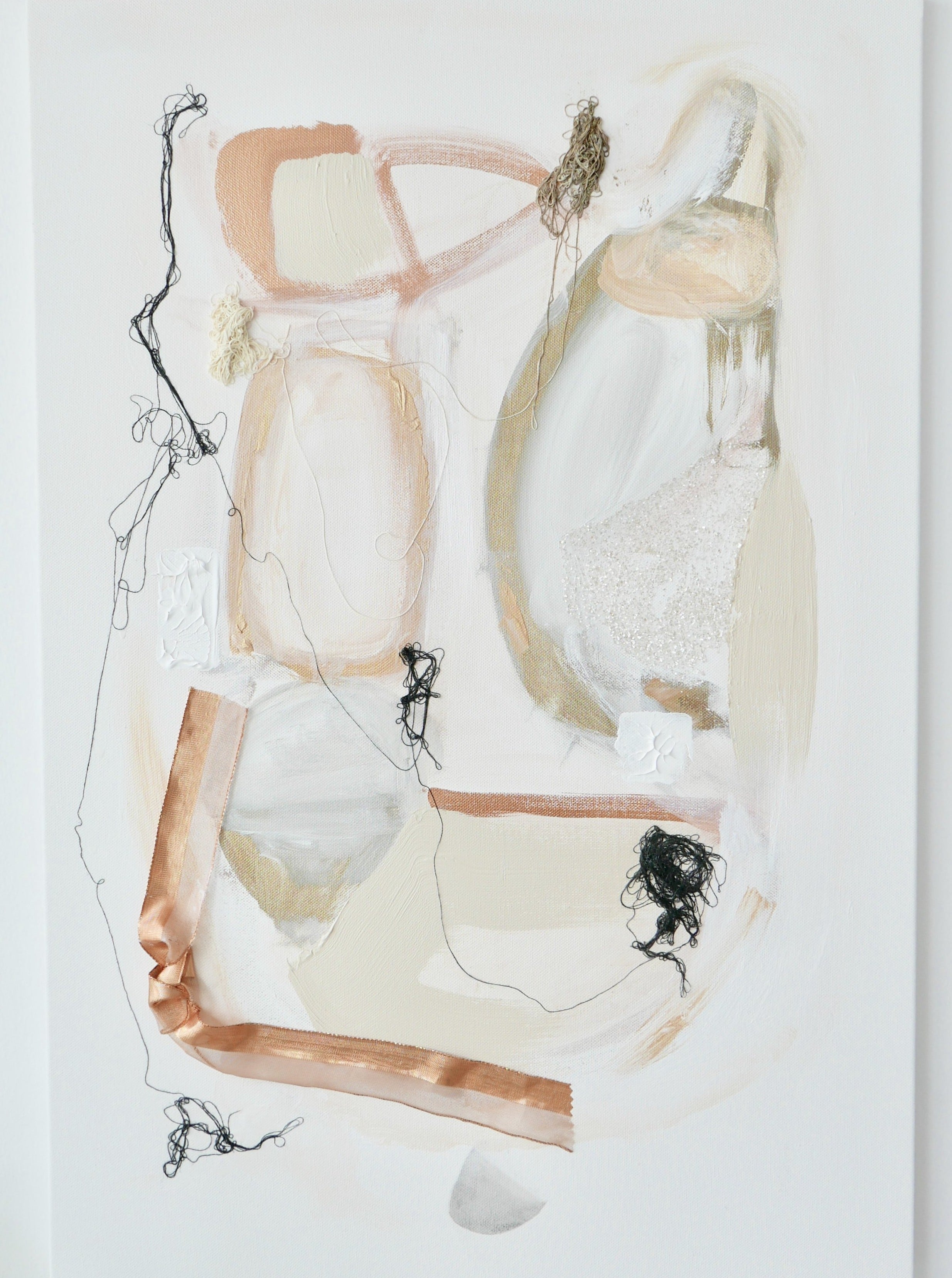 Abstract mixed media original art on canvas titled 'Freely and Lightly I' by Singaporean artist Hadassah Lau on sale at Hadasity, in Tanglin Mall, Singapore.