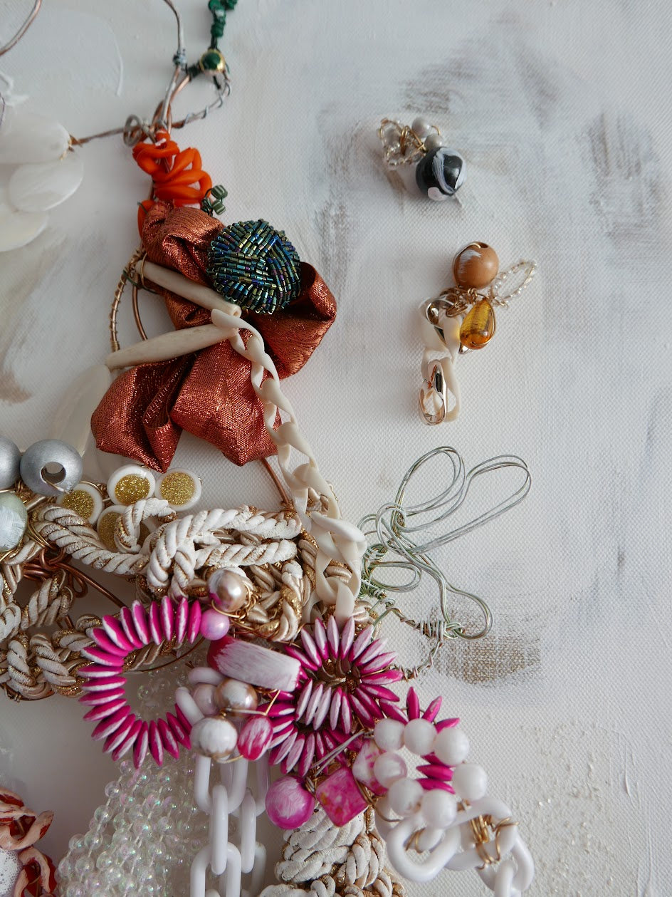 Abstract mixed media original art on canvas titled 'Wired One of a Kind' by Singaporean artist Hadassah Lau on sale at Hadasity, in Tanglin Mall, Singapore.