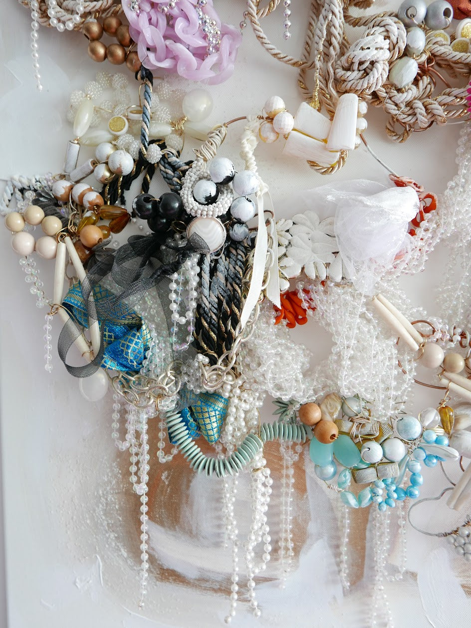 Abstract mixed media original art on canvas titled 'Wired One of a Kind' by Singaporean artist Hadassah Lau on sale at Hadasity, in Tanglin Mall, Singapore.