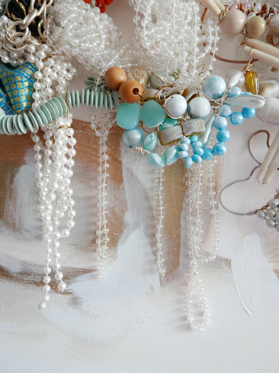 Abstract mixed media original art on canvas titled 'Wired One of a Kind' by Singaporean artist Hadassah Lau on sale at Hadasity, in Tanglin Mall, Singapore.