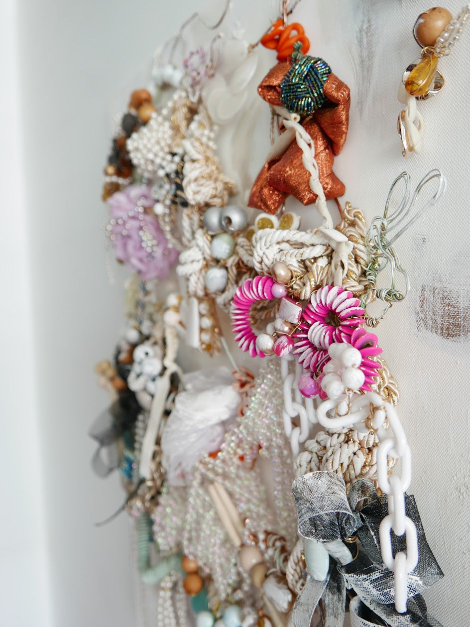 Abstract mixed media original art on canvas titled 'Wired One of a Kind' by Singaporean artist Hadassah Lau on sale at Hadasity, in Tanglin Mall, Singapore.