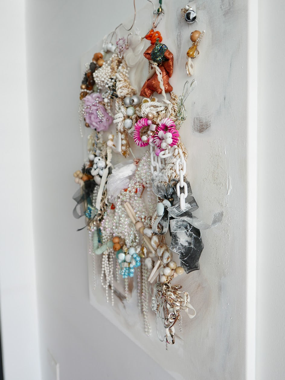 Abstract mixed media original art on canvas titled 'Wired One of a Kind' by Singaporean artist Hadassah Lau on sale at Hadasity, in Tanglin Mall, Singapore.