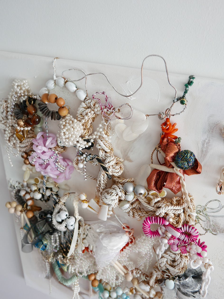 Abstract mixed media original art on canvas titled 'Wired One of a Kind' by Singaporean artist Hadassah Lau on sale at Hadasity, in Tanglin Mall, Singapore.