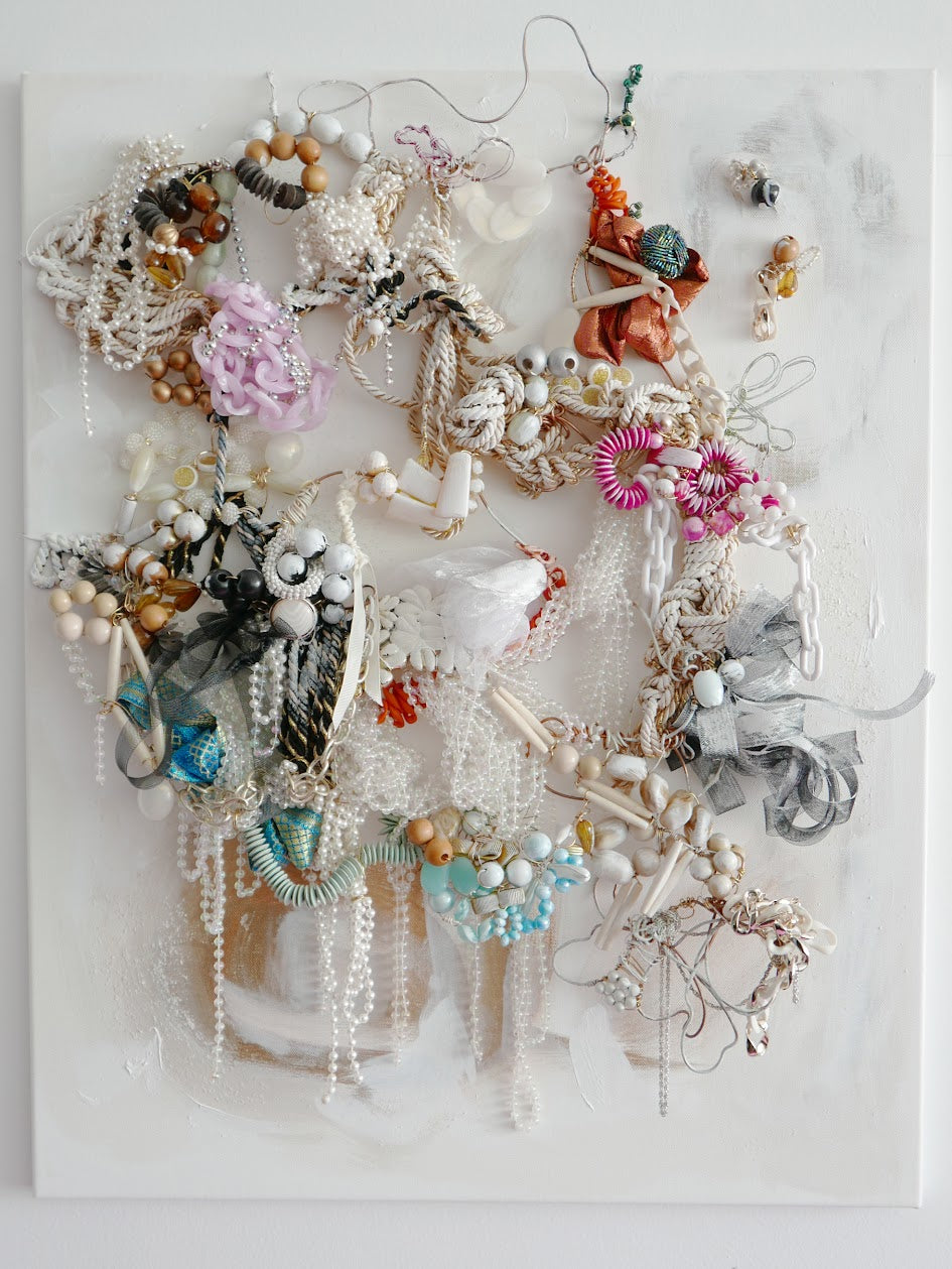 Abstract mixed media original art on canvas titled 'Wired One of a Kind' by Singaporean artist Hadassah Lau on sale at Hadasity, in Tanglin Mall, Singapore.