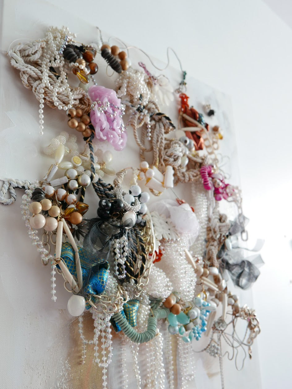 Abstract mixed media original art on canvas titled 'Wired One of a Kind' by Singaporean artist Hadassah Lau on sale at Hadasity, in Tanglin Mall, Singapore.