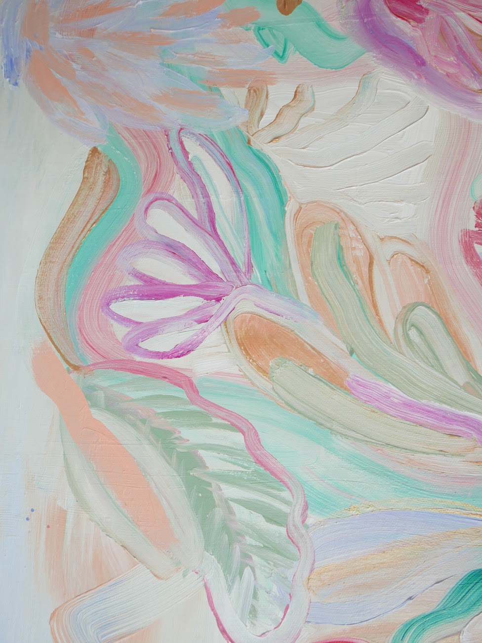 Abstract acrylic original art painting on canvas titled 'Pollen Pastel' by Singaporean artist Hadassah Lau on sale at Hadasity, in Tanglin Mall, Singapore.