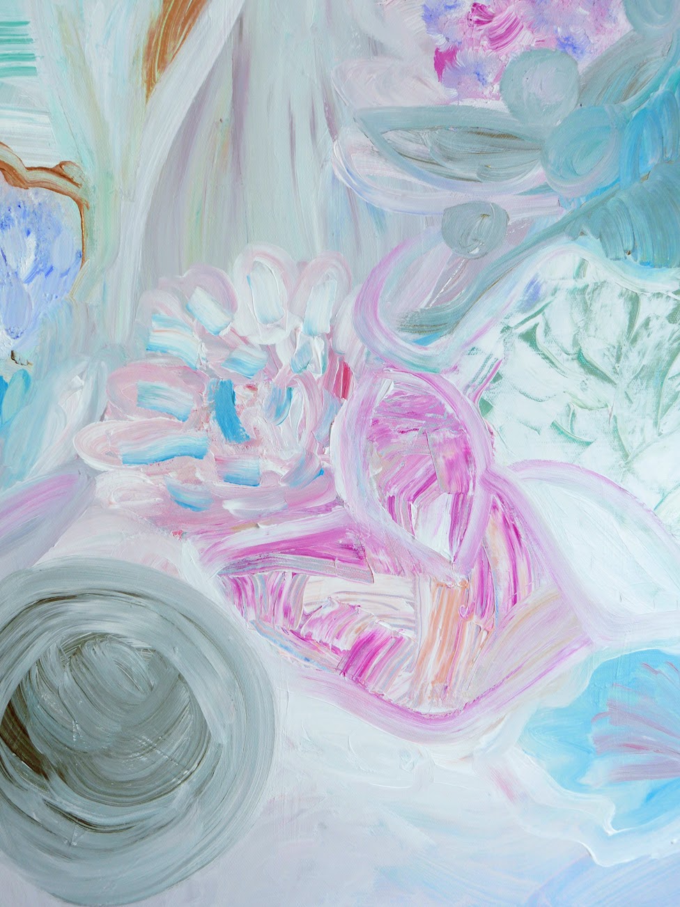 Abstract acrylic original art painting on canvas titled 'Made to Bloom' by Singaporean artist Hadassah Lau on sale at Hadasity, in Tanglin Mall, Singapore.