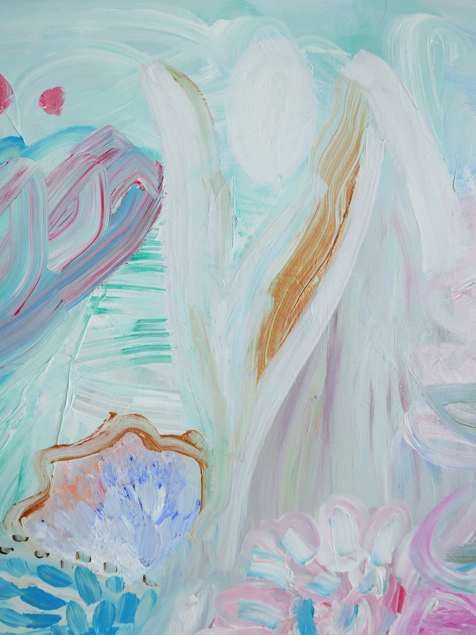 Abstract acrylic original art painting on canvas titled 'Made to Bloom' by Singaporean artist Hadassah Lau on sale at Hadasity, in Tanglin Mall, Singapore.