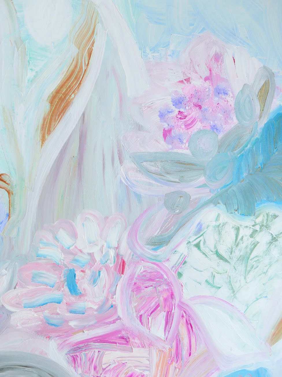 Abstract acrylic original art painting on canvas titled 'Made to Bloom' by Singaporean artist Hadassah Lau on sale at Hadasity, in Tanglin Mall, Singapore.