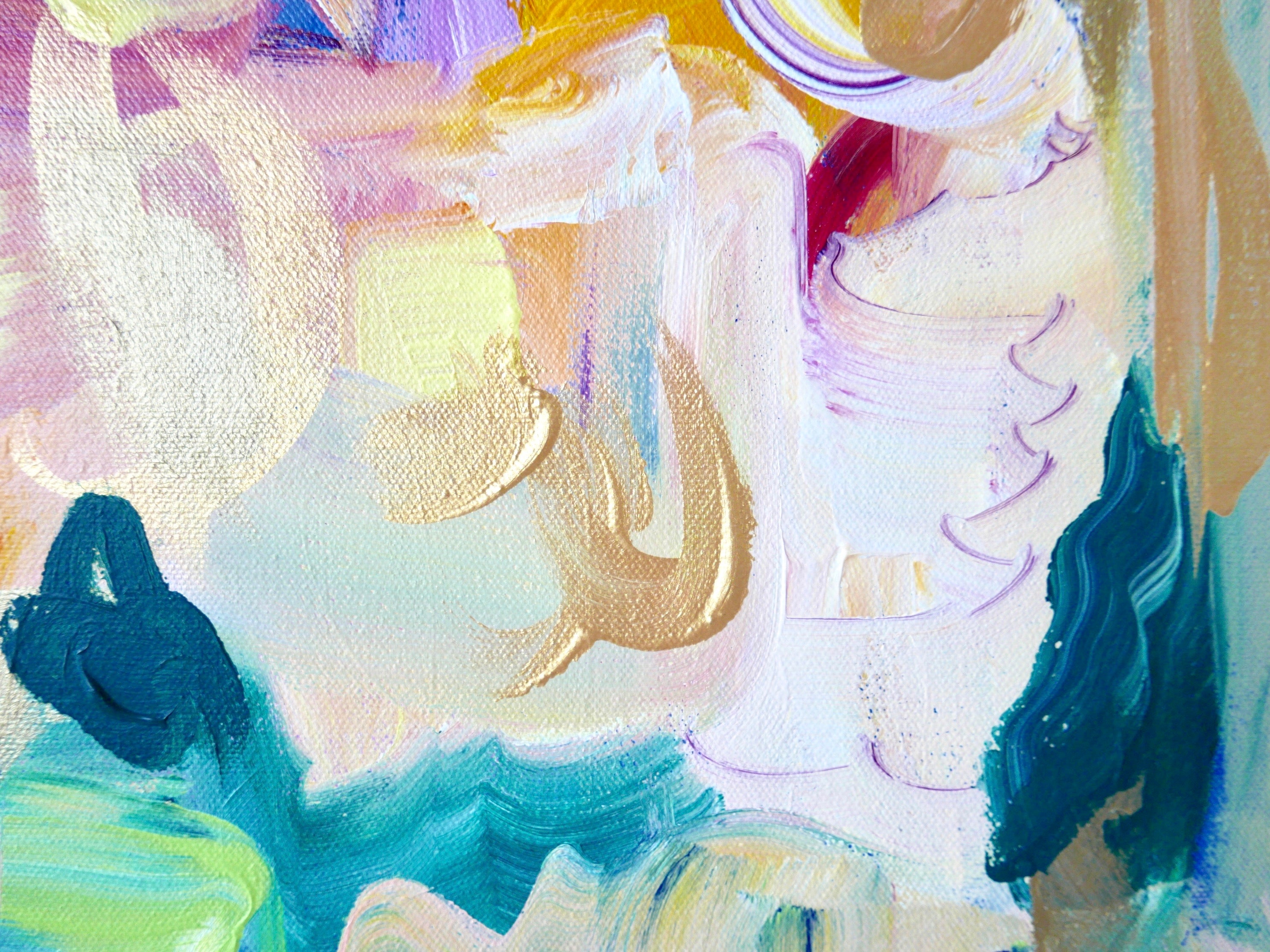 Abstract acrylic original art painting on canvas titled 'Not a Coincidence' by Singaporean artist Hadassah Lau on sale at Hadasity, in Tanglin Mall, Singapore.