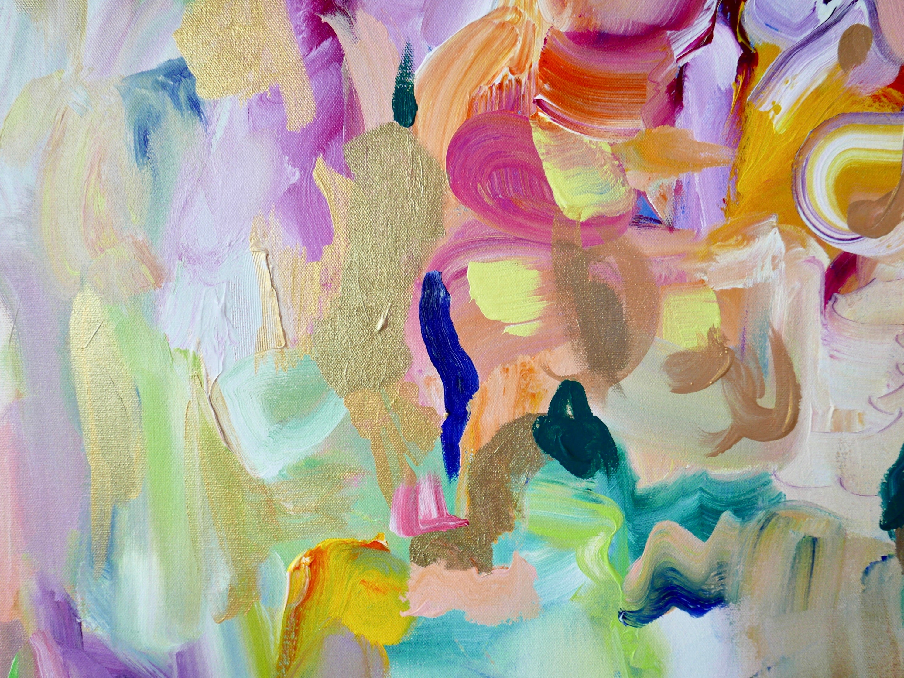 Abstract acrylic original art painting on canvas titled 'Not a Coincidence' by Singaporean artist Hadassah Lau on sale at Hadasity, in Tanglin Mall, Singapore.