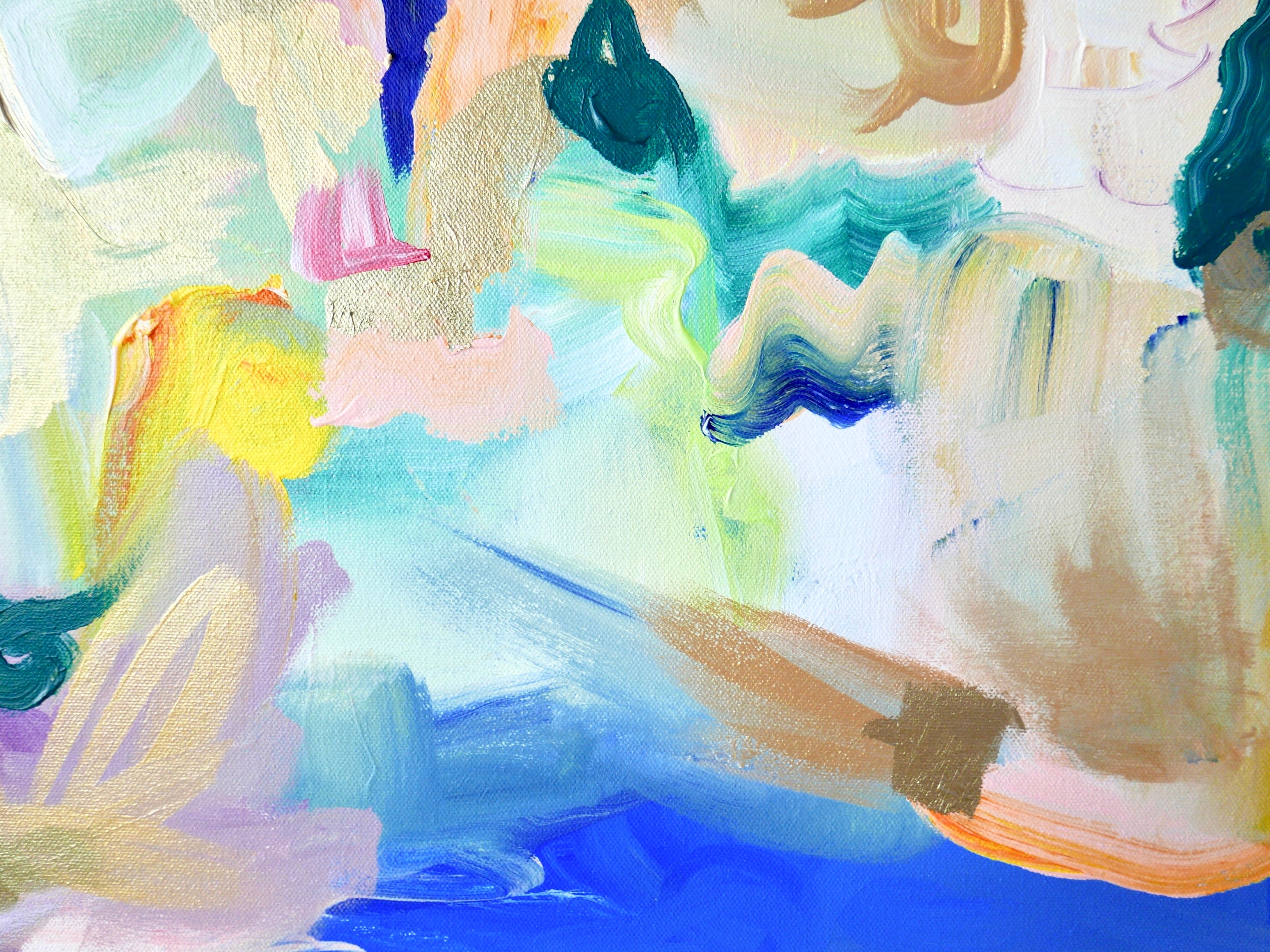 Abstract acrylic original art painting on canvas titled 'Not a Coincidence' by Singaporean artist Hadassah Lau on sale at Hadasity, in Tanglin Mall, Singapore.