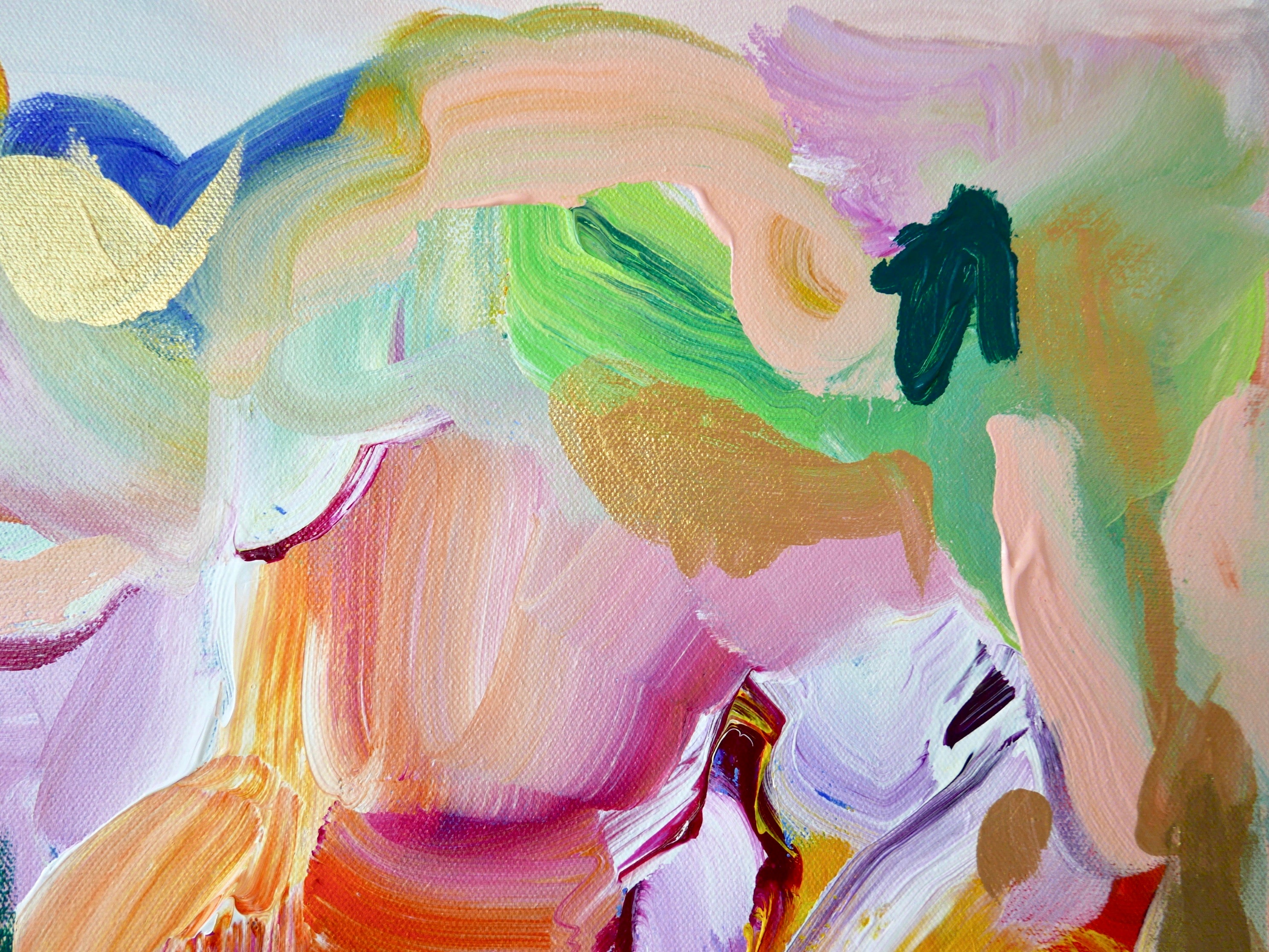 Abstract acrylic original art painting on canvas titled 'Not a Coincidence' by Singaporean artist Hadassah Lau on sale at Hadasity, in Tanglin Mall, Singapore.